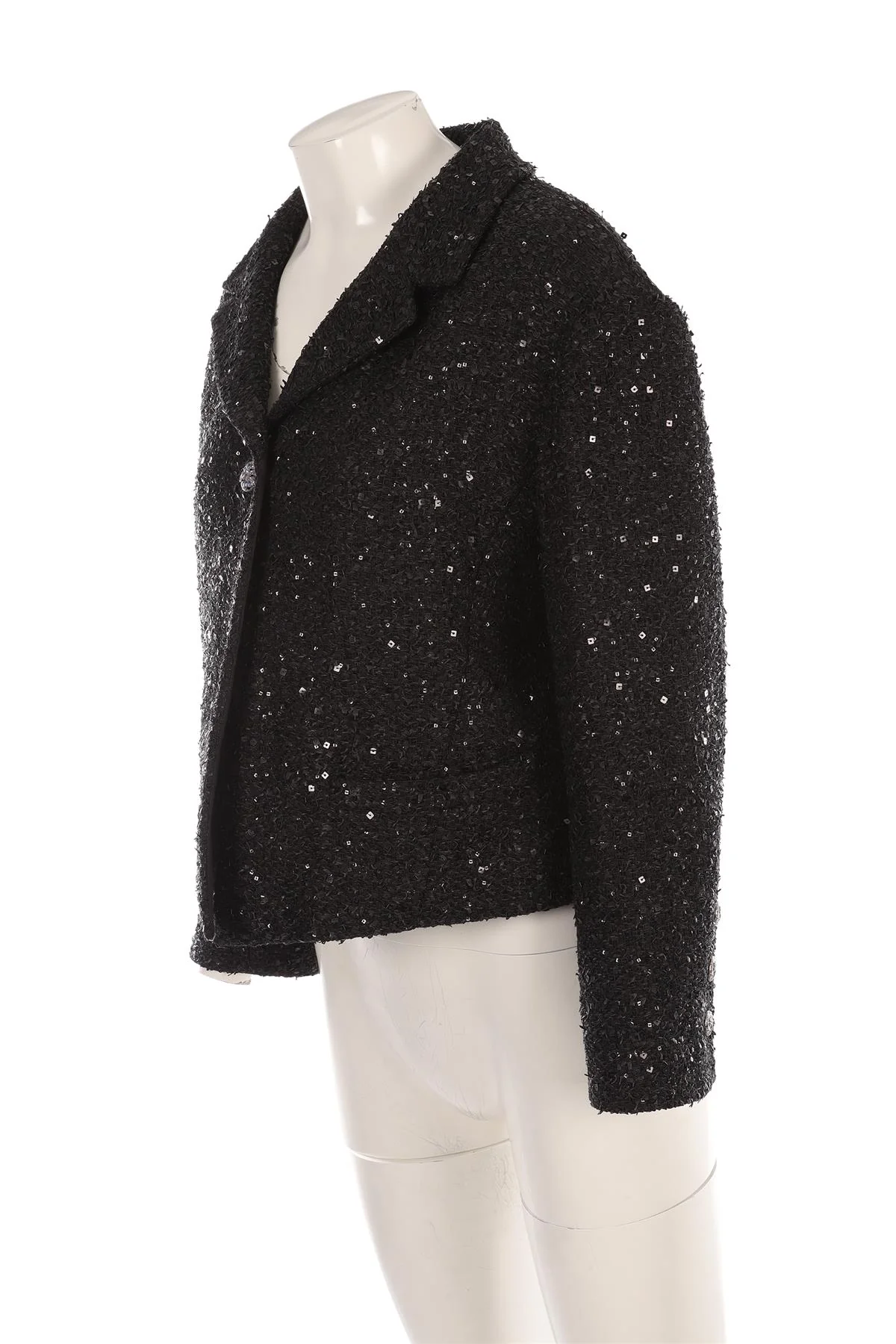 CHANEL BLACK 2024 SEQUIN BLAZER FR 44 UK 16 - Image 3