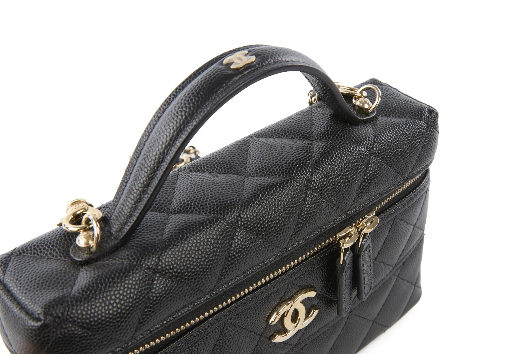 CHANEL BLACK 2025 VANITY CASE WITH CHAIN QUILTED CAVIAR LEATHER SHOULDER BAG - Image 8