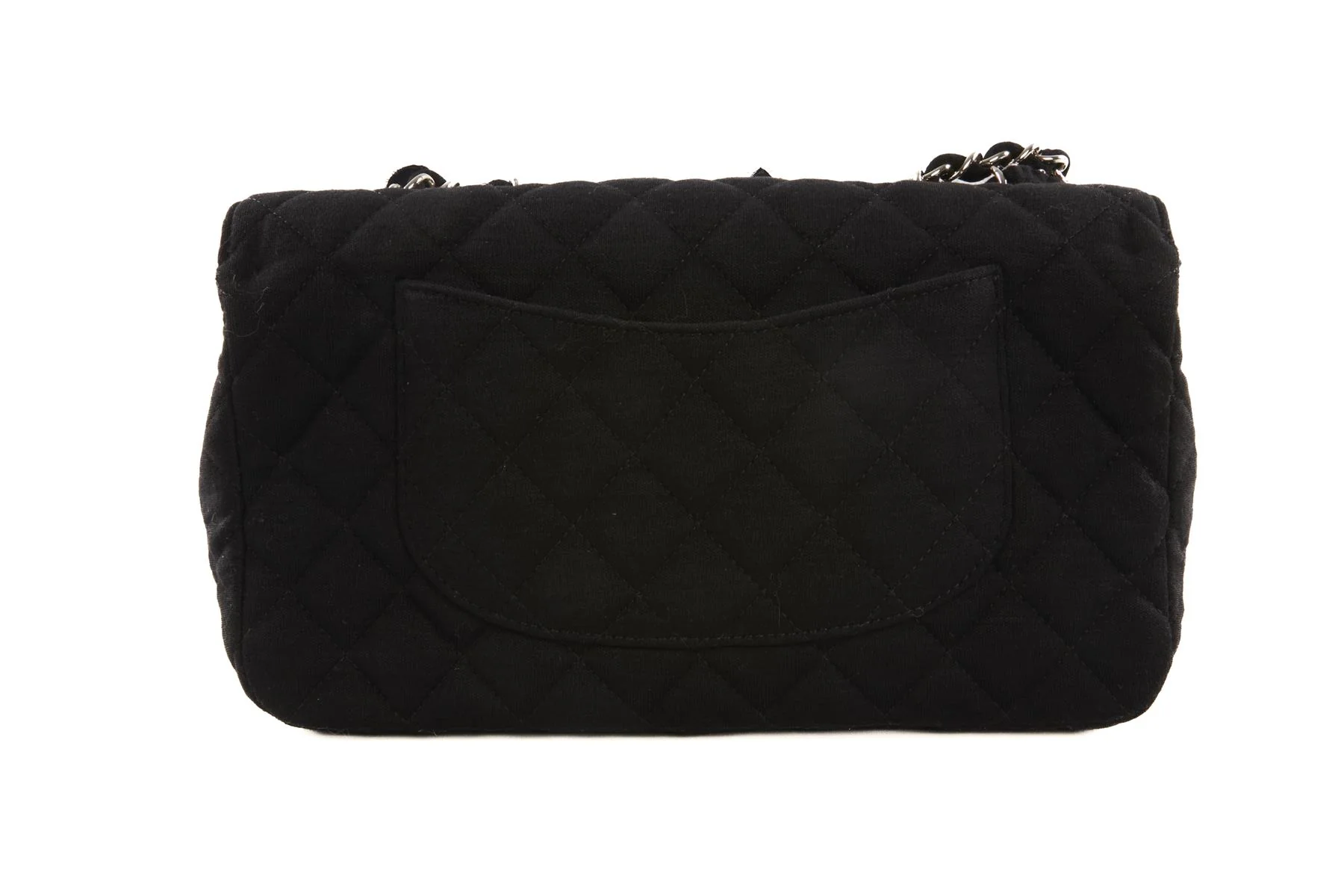 CHANEL BLACK FABRIC FLOWER EMBELLISHED MEDIUM SINGLE FLAP SHOULDER BAG - Image 7
