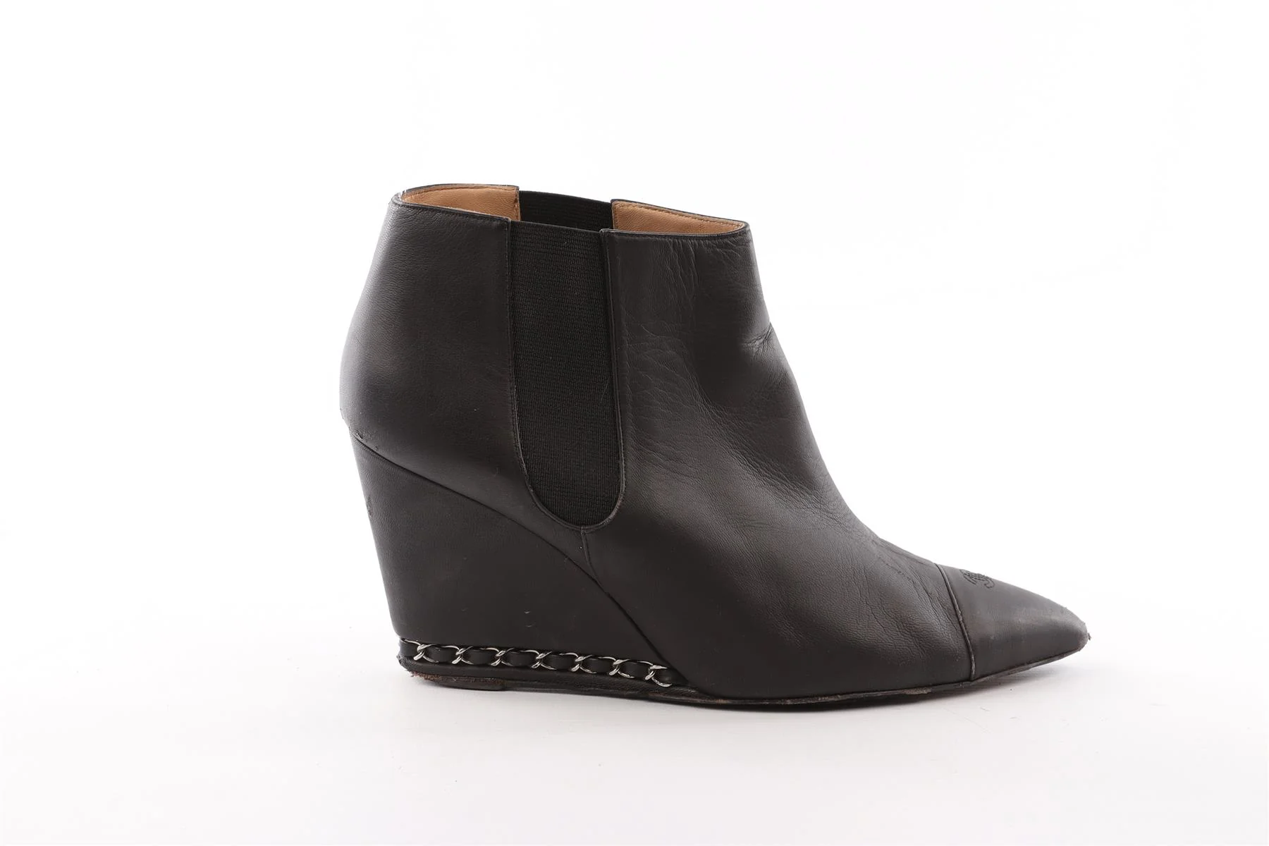 CHANEL BLACK LEATHER ANKLE BOOTS EU 40 UK 7 US 10 - Image 2