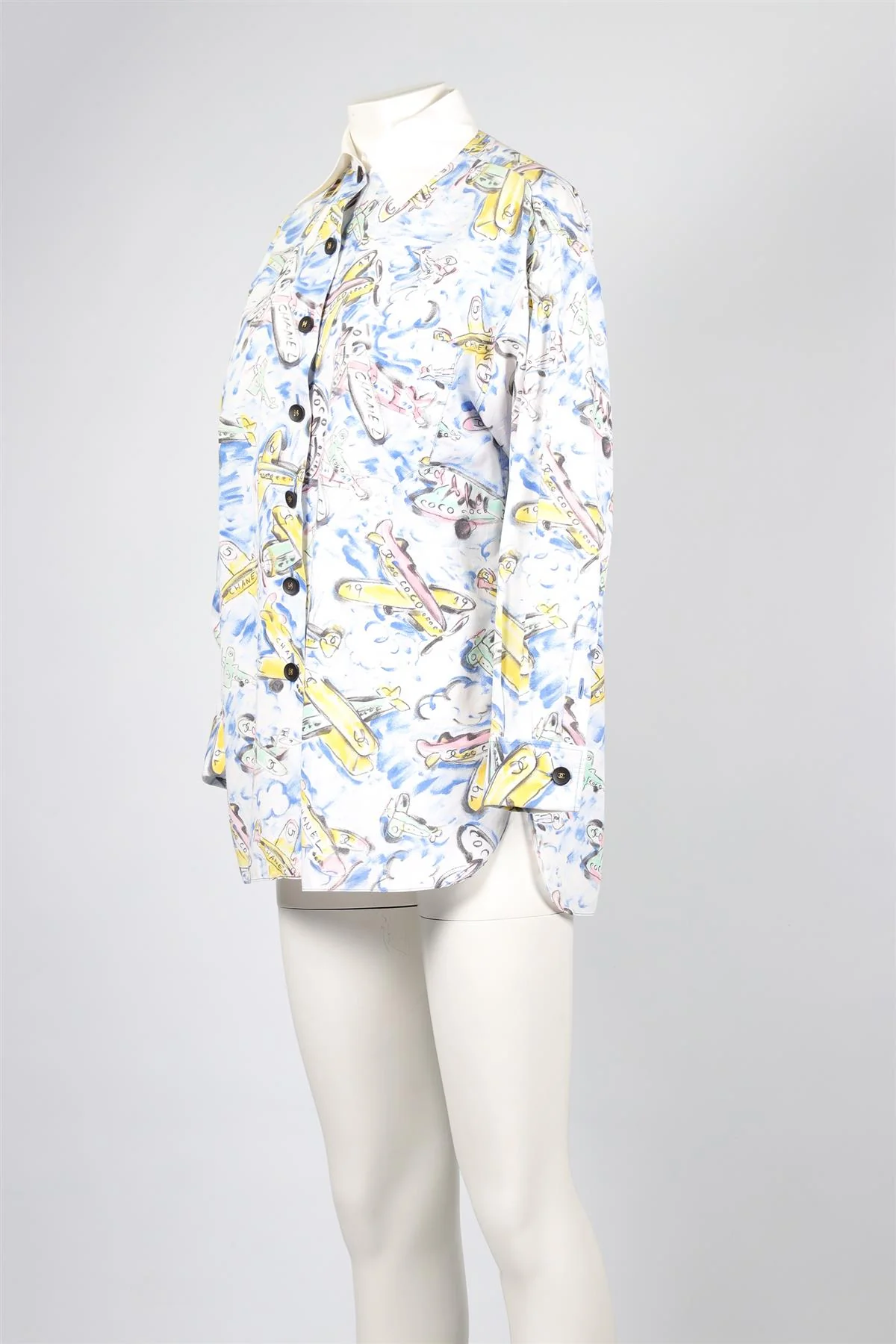 CHANEL BLUE 1994 COTTON SHIRT FR 38 UK 10 - Image 3