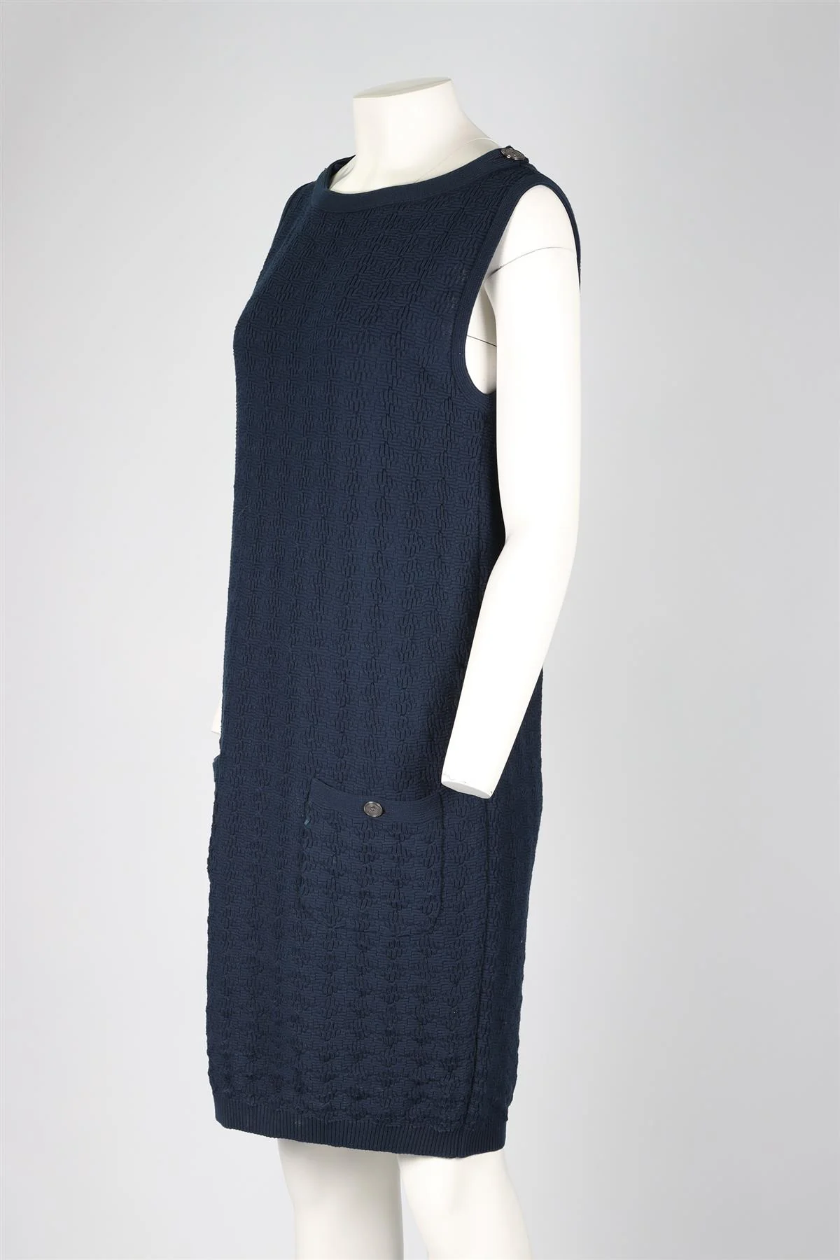 CHANEL BLUE 2014 COTTON DRESS FR 42 UK 14 - Image 3