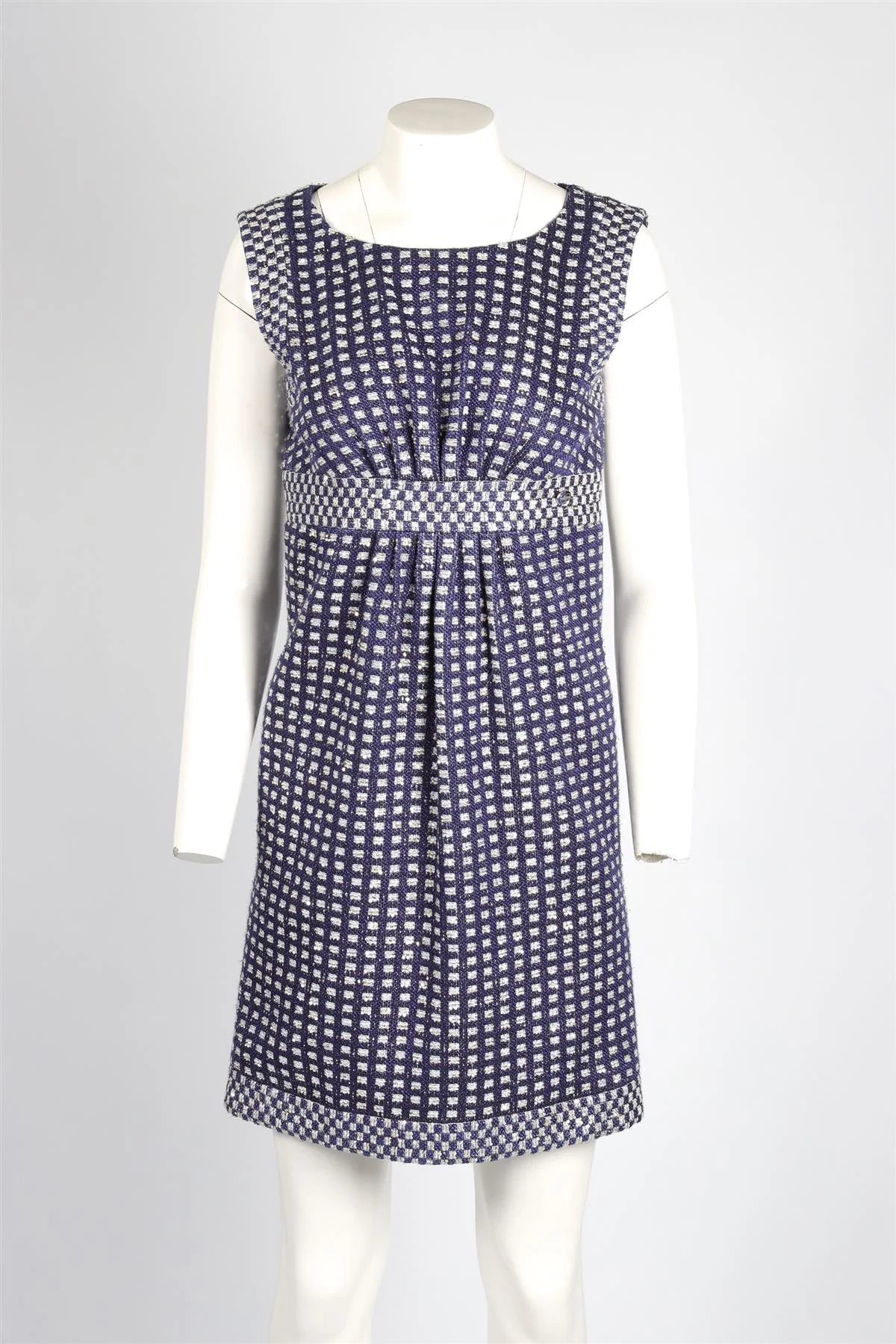 CHANEL BLUE 2017 TWEED MINI DRESS FR 38 UK 10 - Image 2