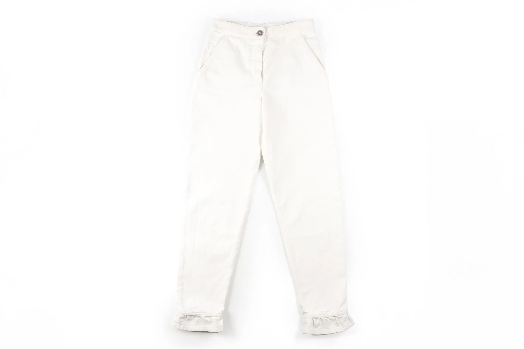 CHANEL WHITE 2022 HIGH RISE TAPERED JEANS FR 36 UK 8 - Image 2