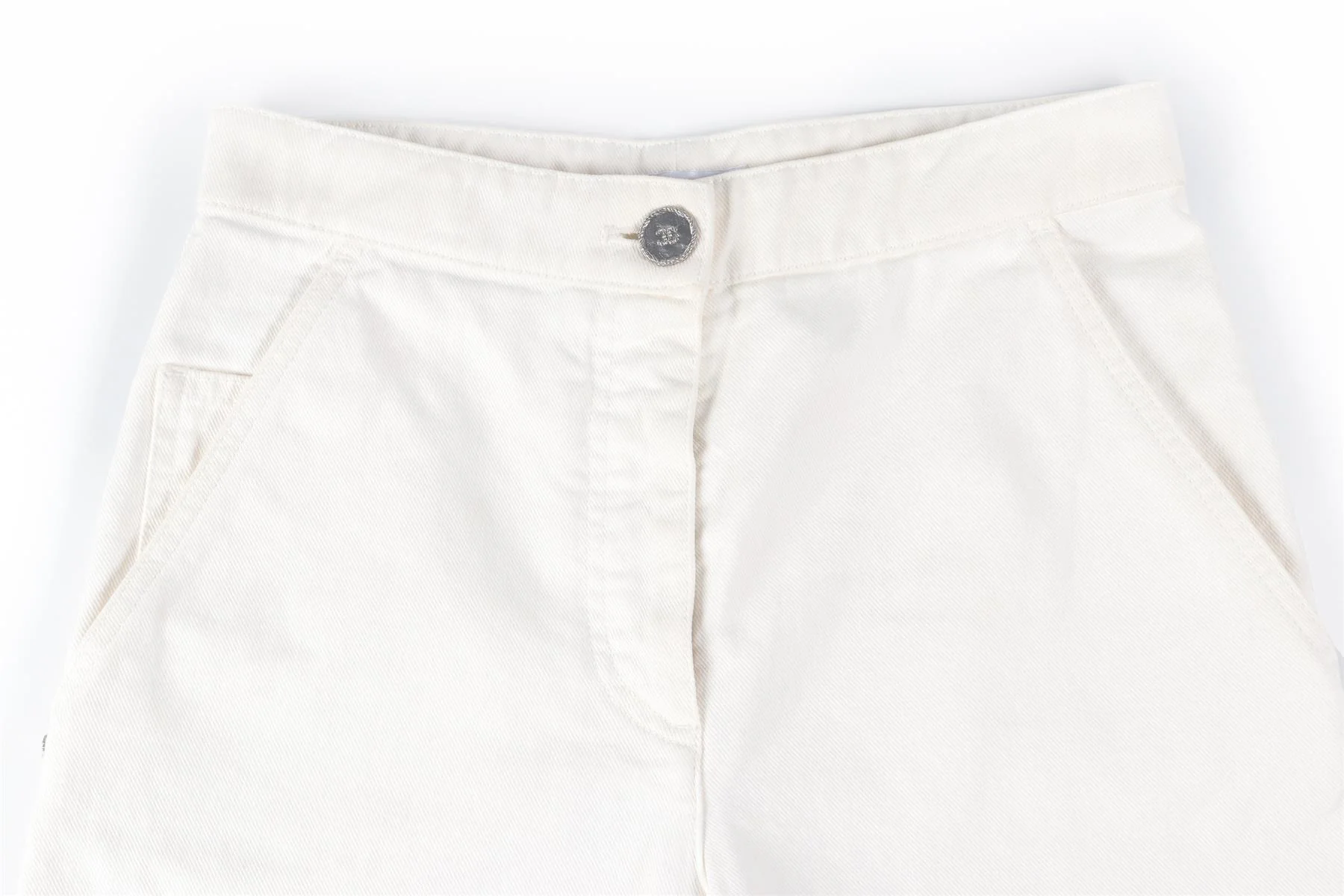 CHANEL WHITE 2022 HIGH RISE TAPERED JEANS FR 36 UK 8 - Image 3