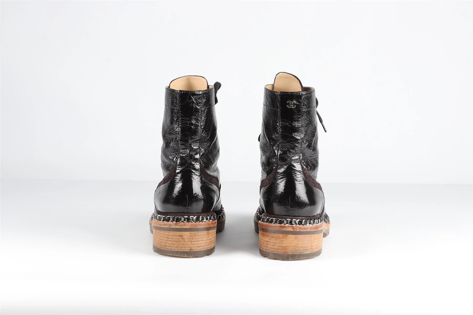 CHANEL BROWN 2015 LEATHER ANKLE BOOTS EU 39 UK 6 US 9 - Image 5