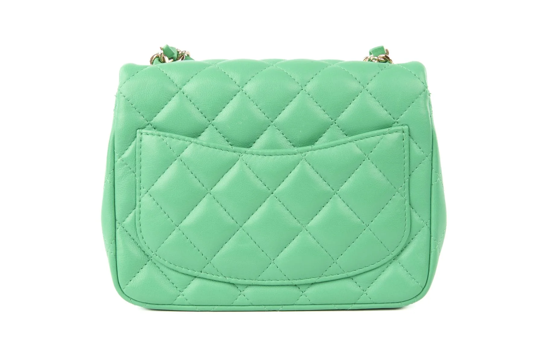 CHANEL GREEN 2019 CLASSIC SQUARE MINI QUILTED LEATHER SHOULDER BAG - Image 7
