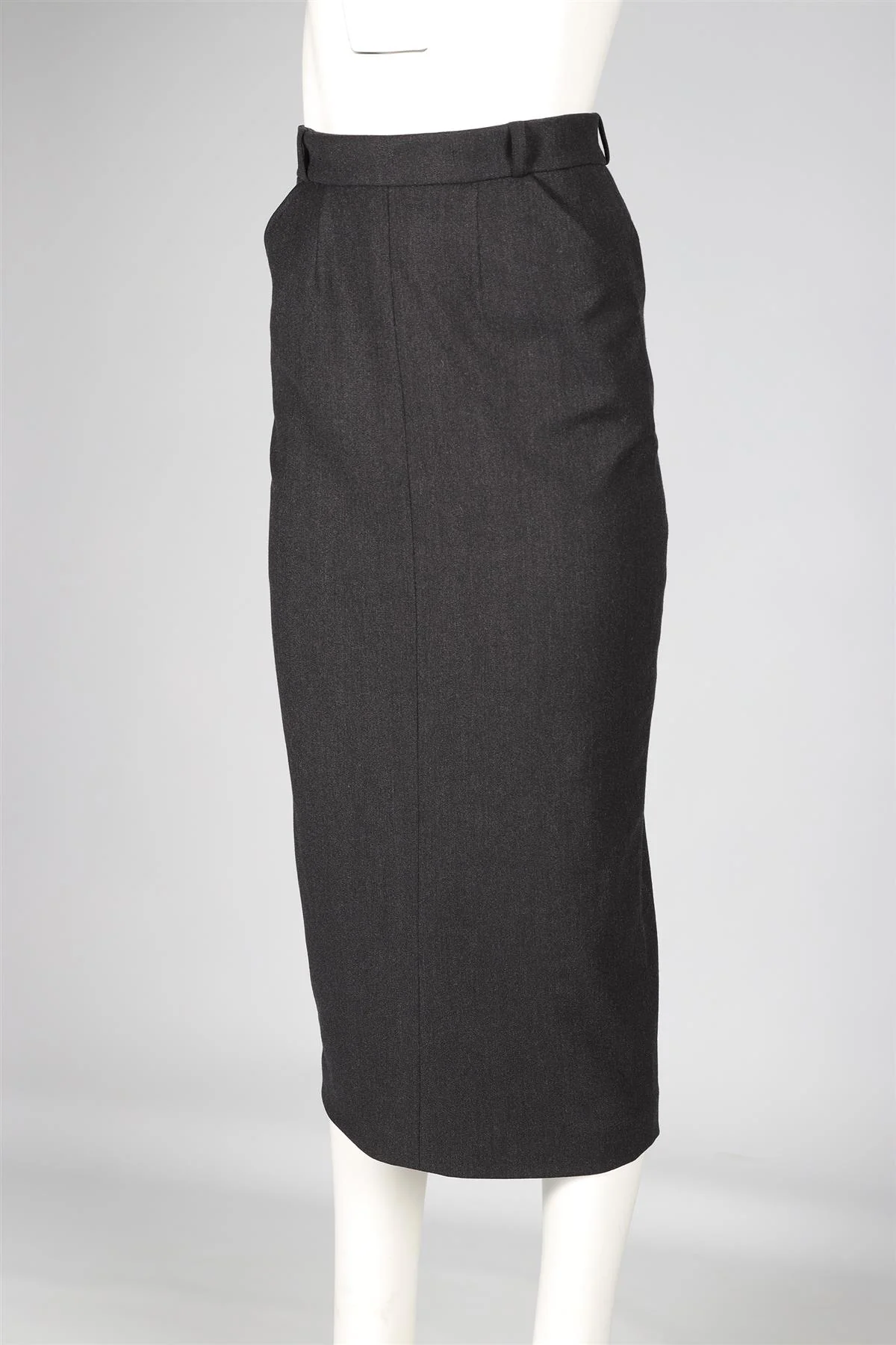CHANEL GREY 1993 WOOL MIDI SKIRT FR 36 UK 8 - Image 3