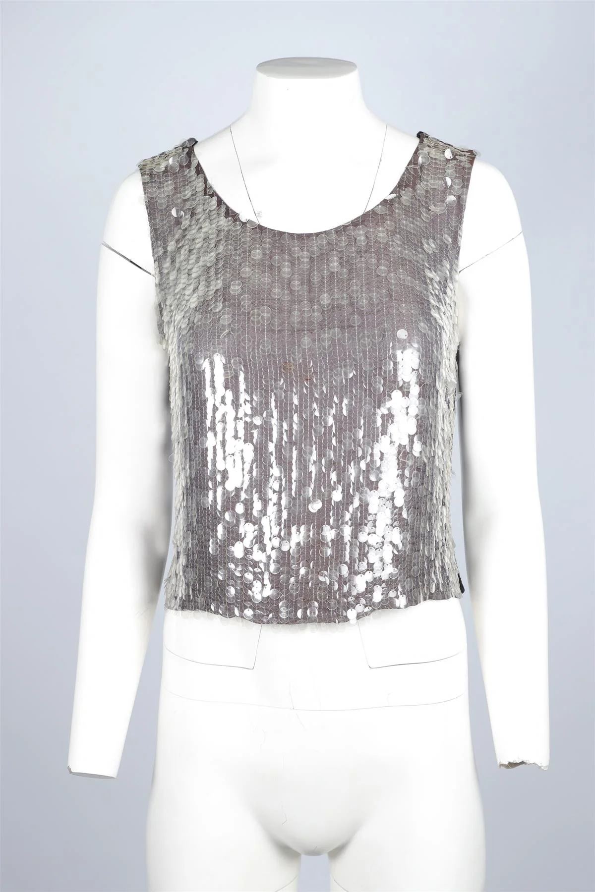 CHANEL GREY 1999 SEQUIN TOP FR 40 UK 12 - Image 2