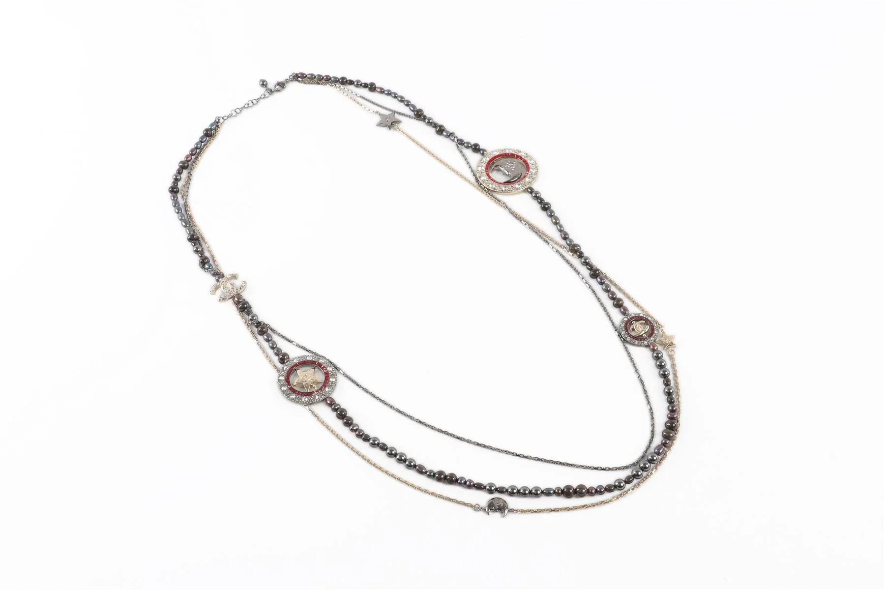 CHANEL GREY 2017 CC PEARL AND CHAIN NECKLACE - Image 6