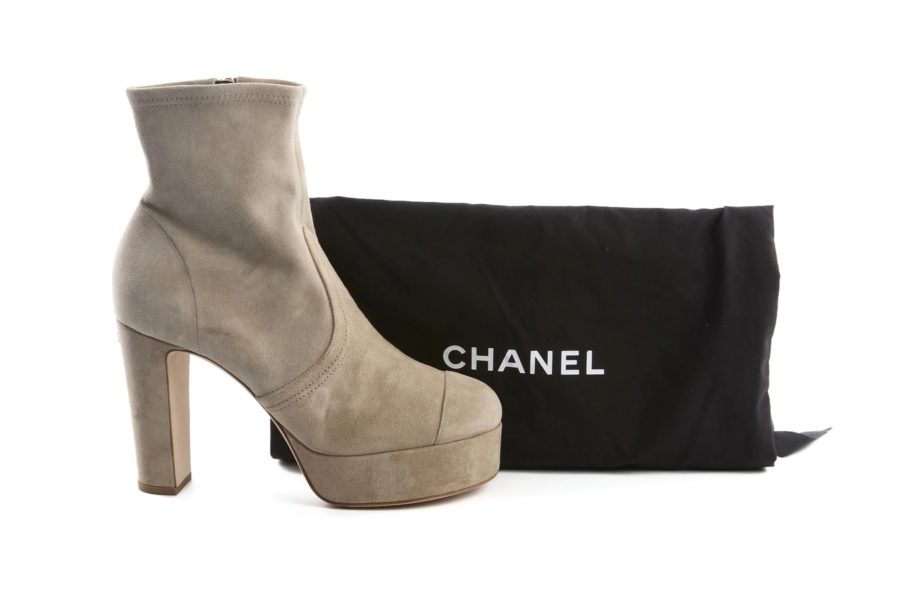 CHANEL GREY 2024 SUEDE PLATFORM ANKLE BOOTS EU 40 UK 7 US 10 - Image 7