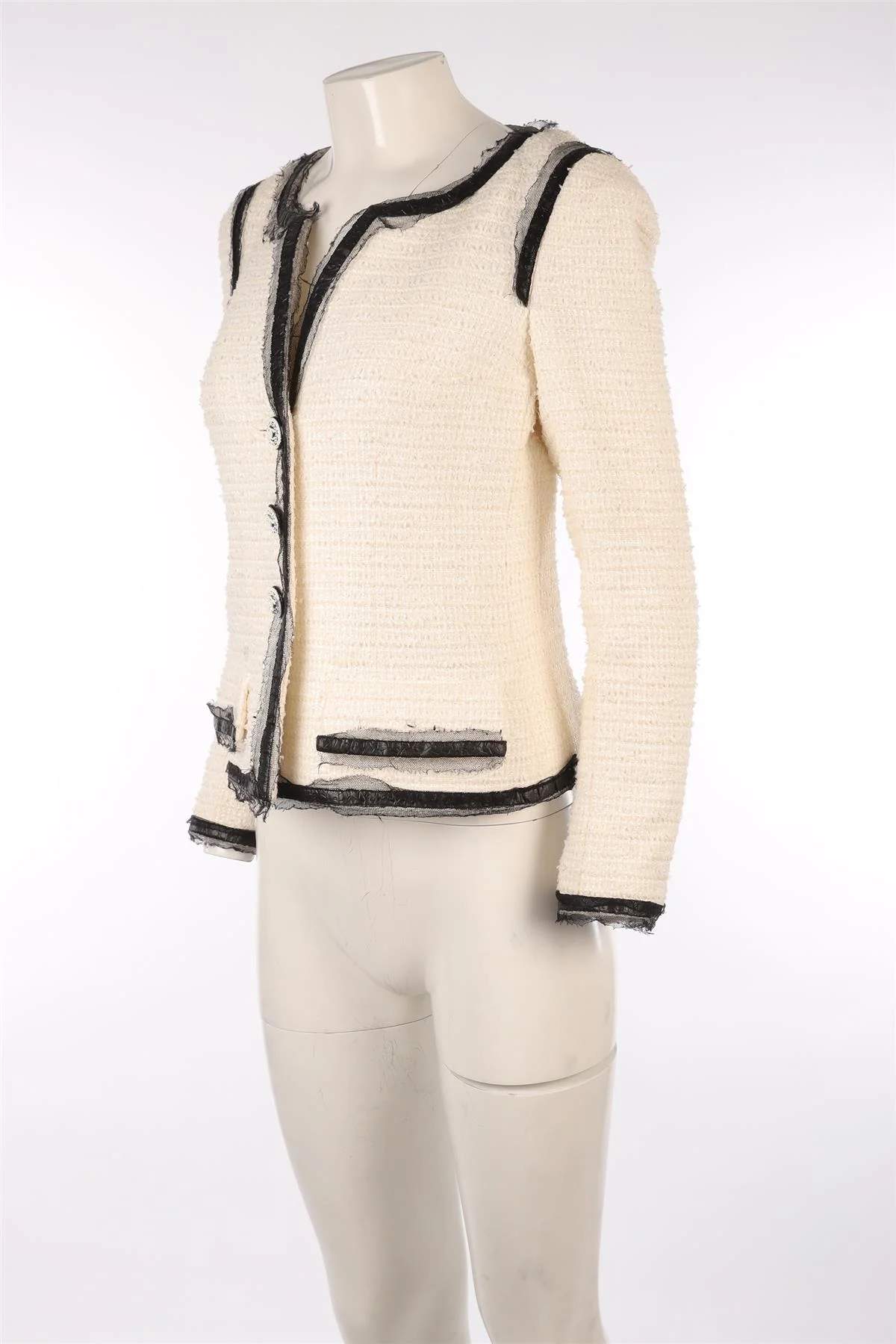 CHANEL IVORY 2009 COTTON JACKET FR 40 UK 12 - Image 3