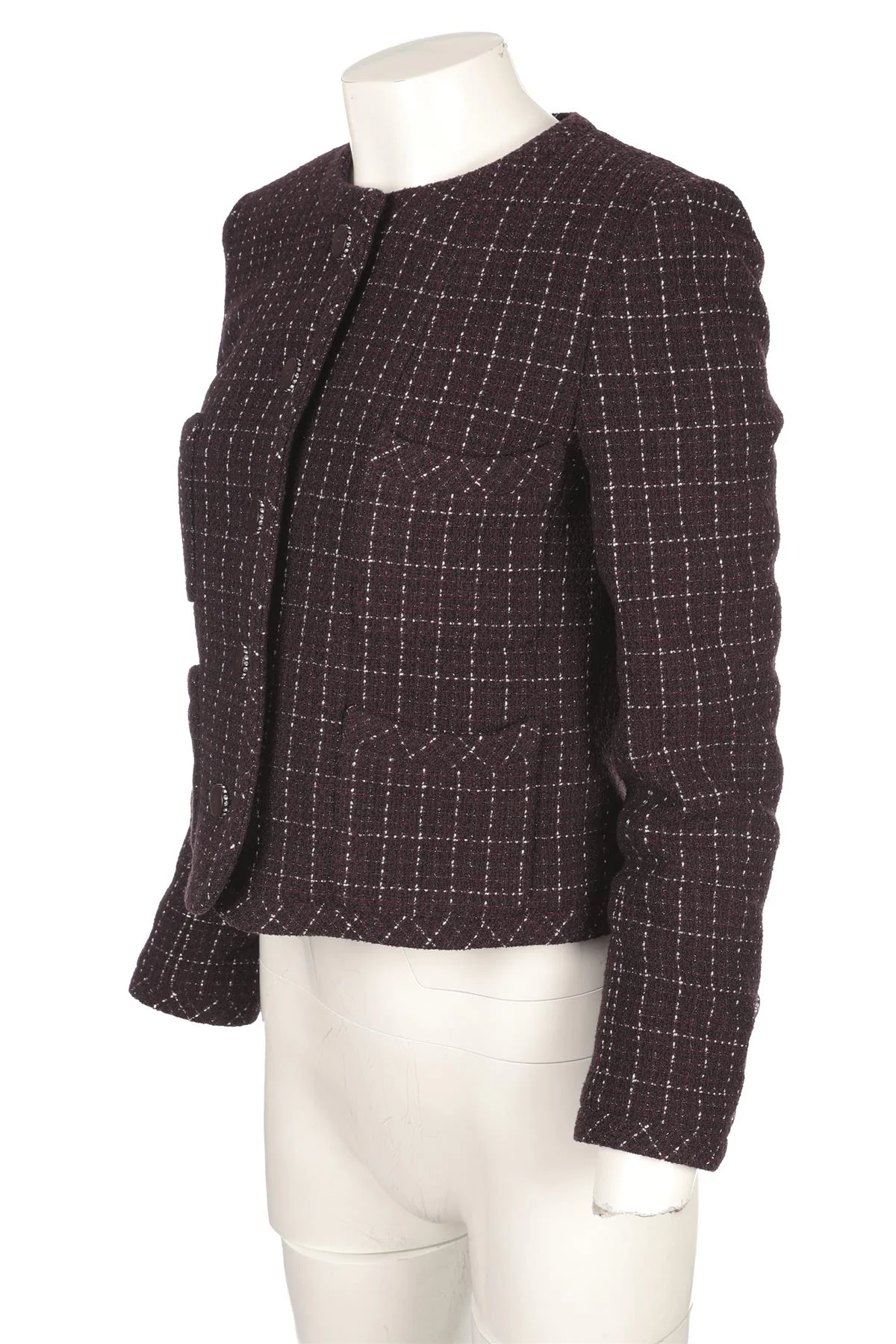 CHANEL MAROON 2002 WOOL JACKET FR 40 UK 12 - Image 3