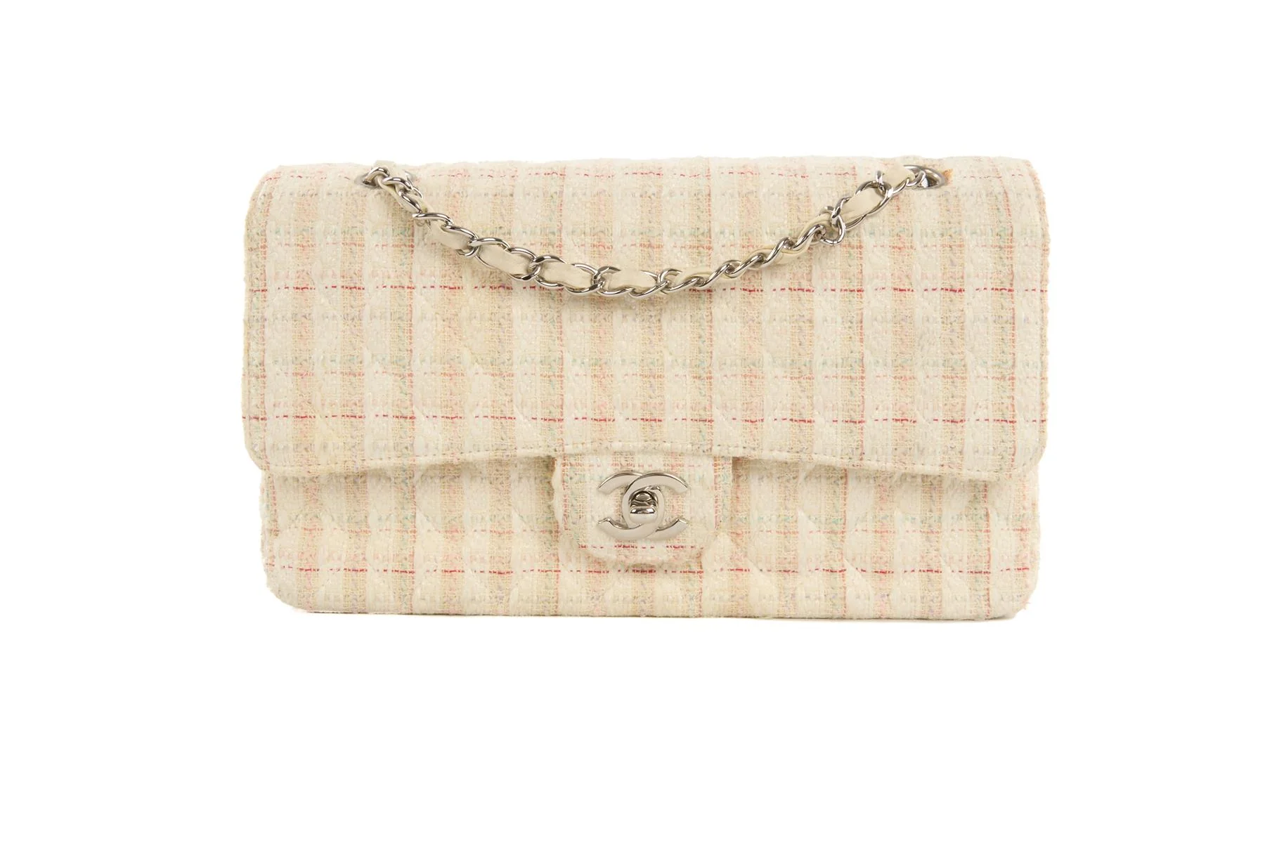 CHANEL MULTI 2004-2005 CLASSIC DOUBLE FLAP MEDIUM TWEED SHOULDER BAG - Image 2