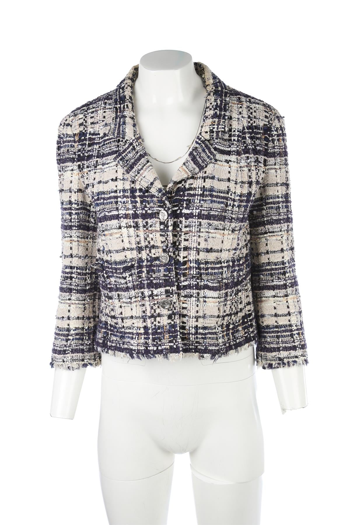 CHANEL NAVY 2006 COTTON BLAZER FR 38 UK 10 - Image 2