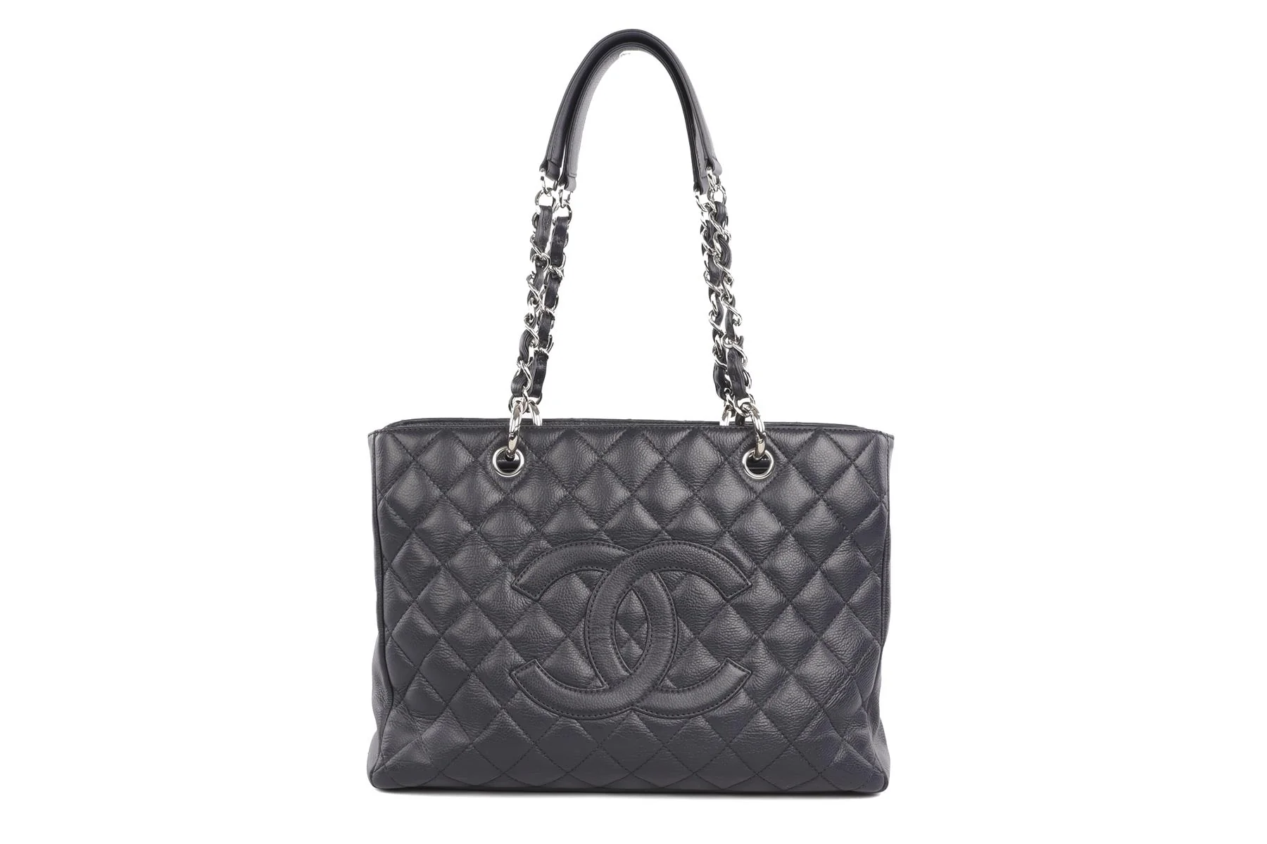 CHANEL NAVY 2008-2009 GRAND SHOPPING GST CAVIAR LEATHER TOTE BAG - Image 2