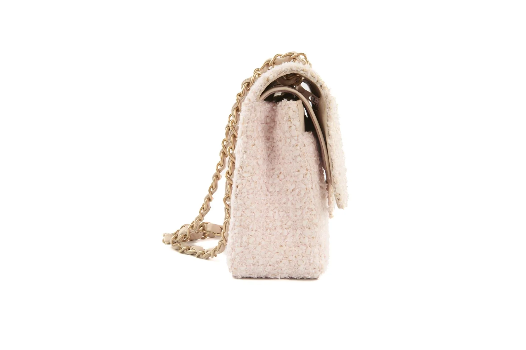 CHANEL PINK 2003-2004 CLASSIC DOUBLE FLAP MEDIUM TWEED SHOULDER BAG - Image 5