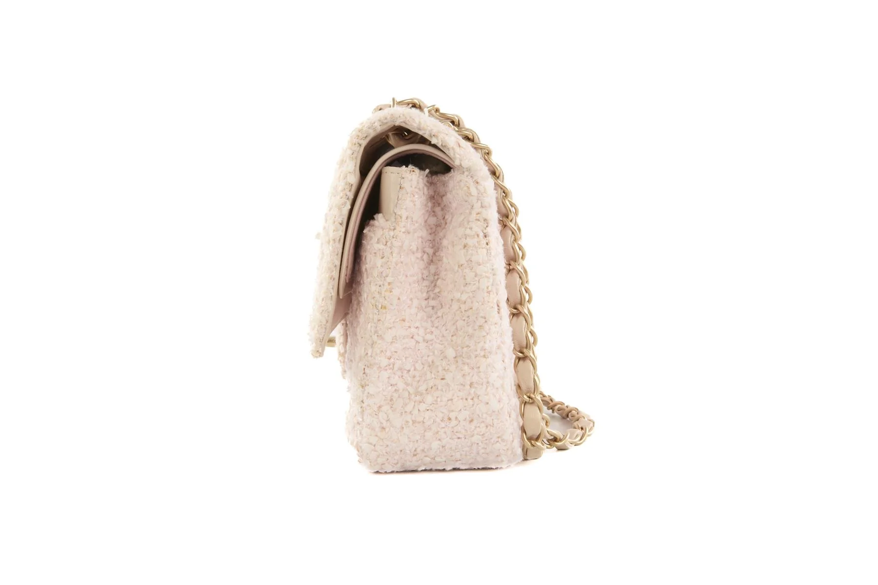 CHANEL PINK 2003-2004 CLASSIC DOUBLE FLAP MEDIUM TWEED SHOULDER BAG - Image 6