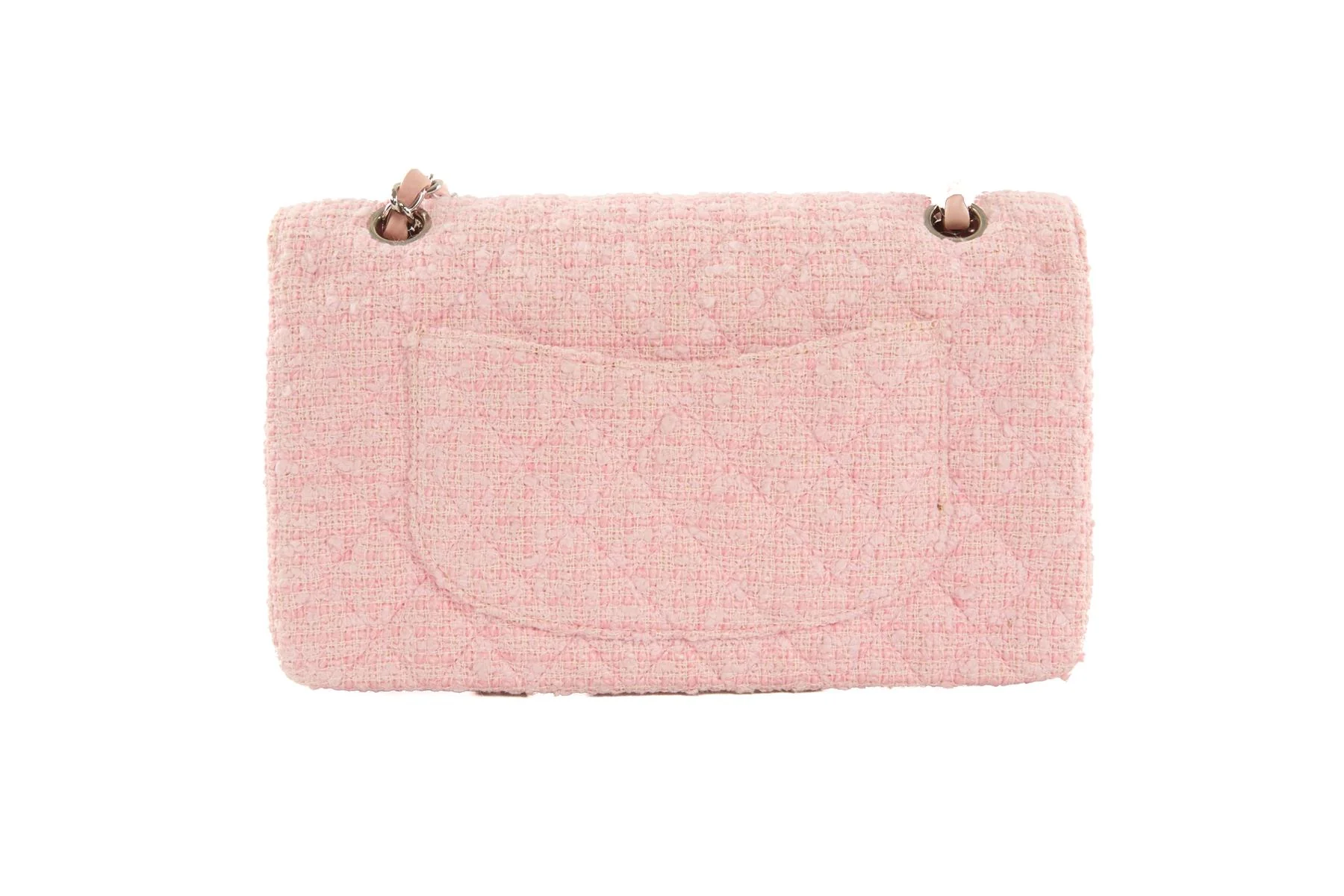 CHANEL PINK 2003-2004 CLASSIC DOUBLE FLAP MEDIUM TWEED SHOULDER BAG - Image 7