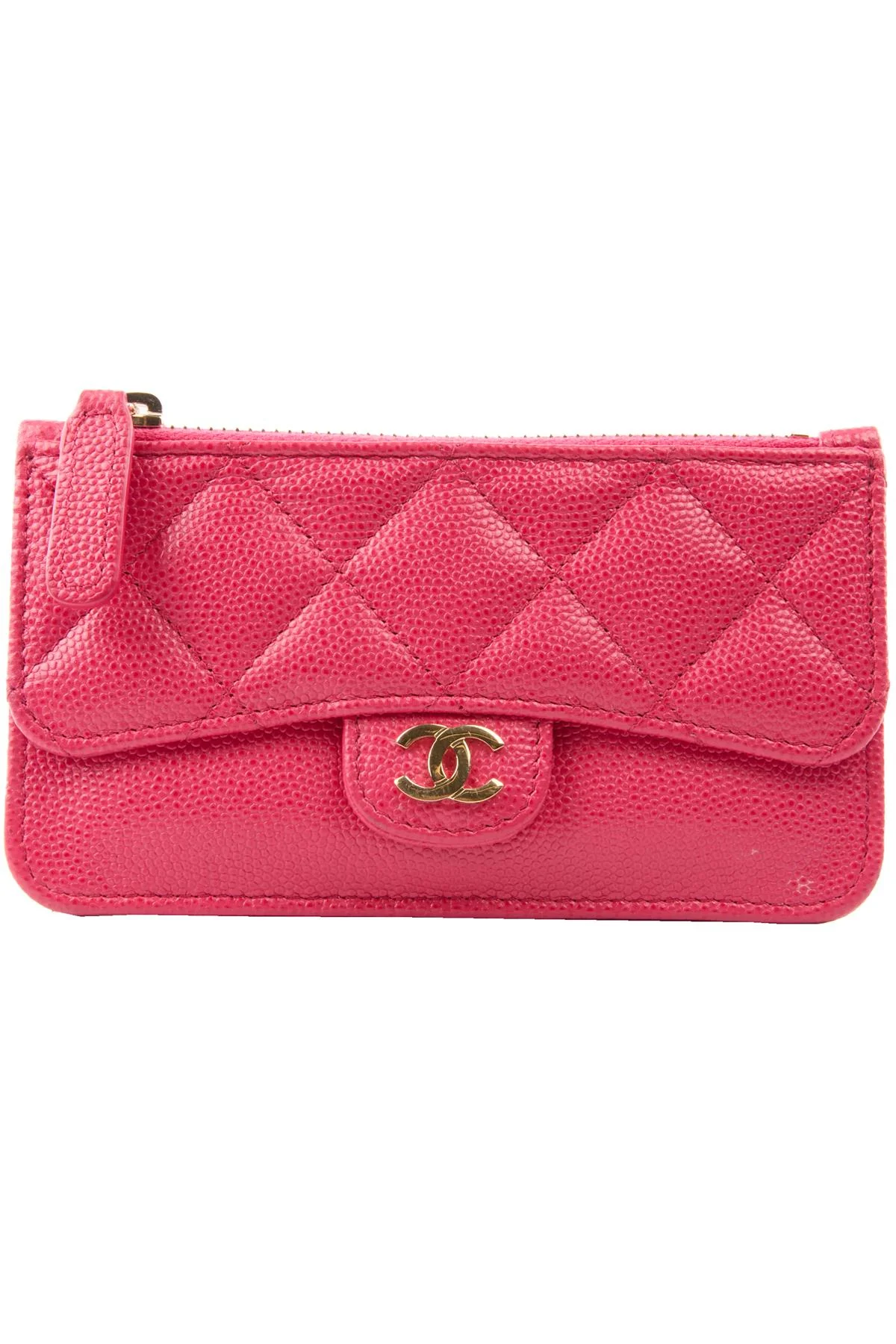 CHANEL PINK 2019 QUILTED CAVIAR LEATHER WALLET