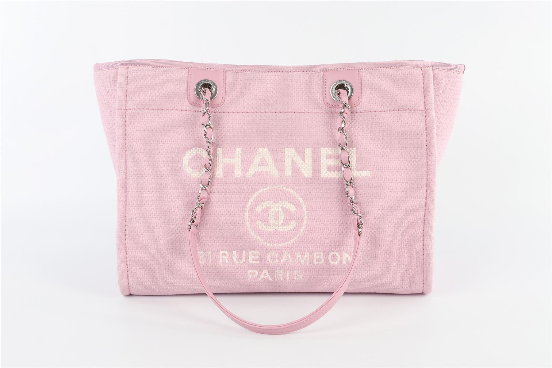 CHANEL PINK 2022 DEAUVILLE SMALL FABRIC TOTE BAG - Image 2