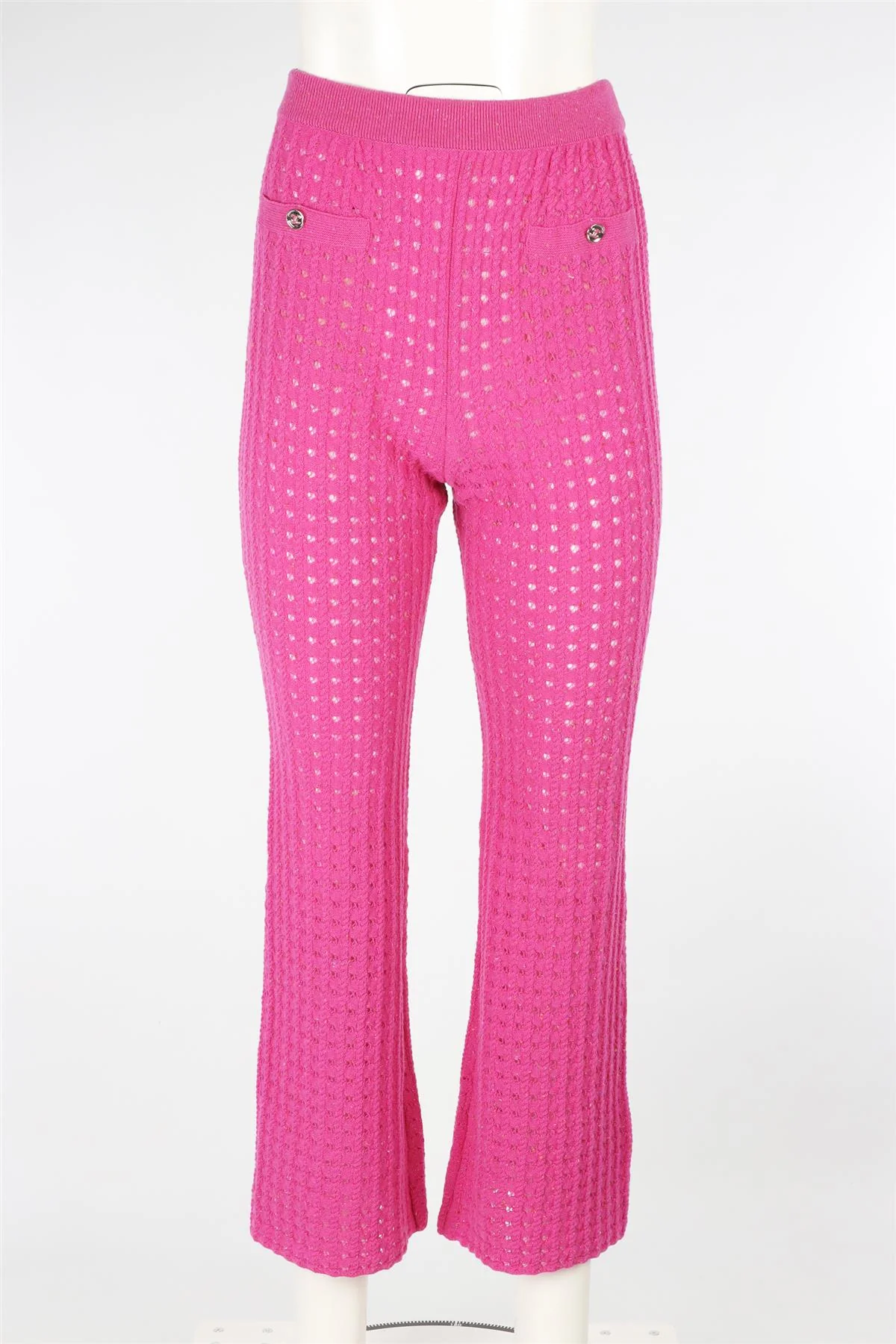 CHANEL PINK 2023 WOOL FLARED PANTS FR 38 UK 10 - Image 2