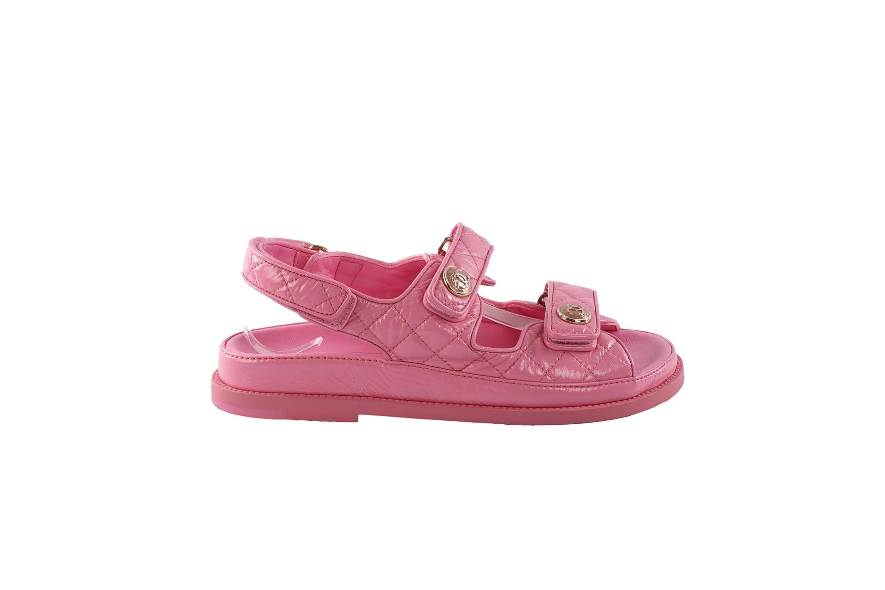 CHANEL PINK 2024 DAD QUILTED LEATHER SANDALS EU 38 UK 5 US 8 - Image 2