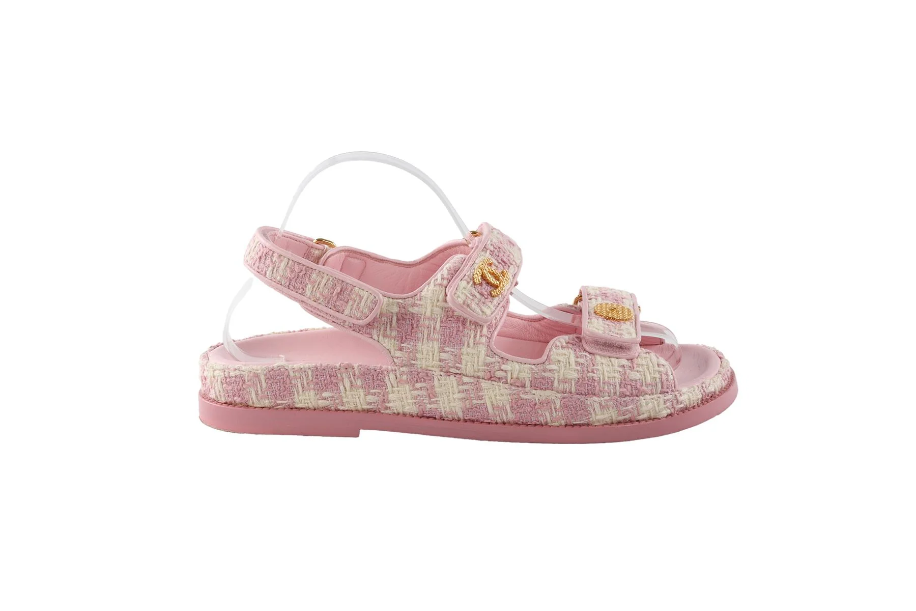 CHANEL PINK 2024 DAD TWEED SANDALS EU 38.5 UK 5.5 US 8.5 - Image 2