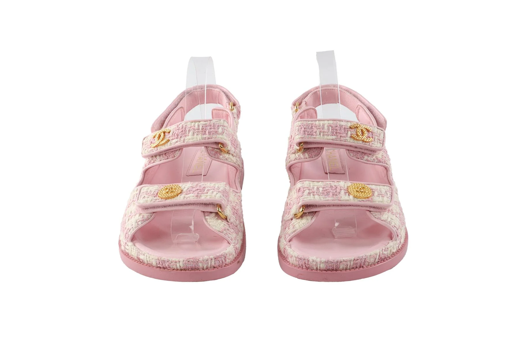 CHANEL PINK 2024 DAD TWEED SANDALS EU 38.5 UK 5.5 US 8.5 - Image 3