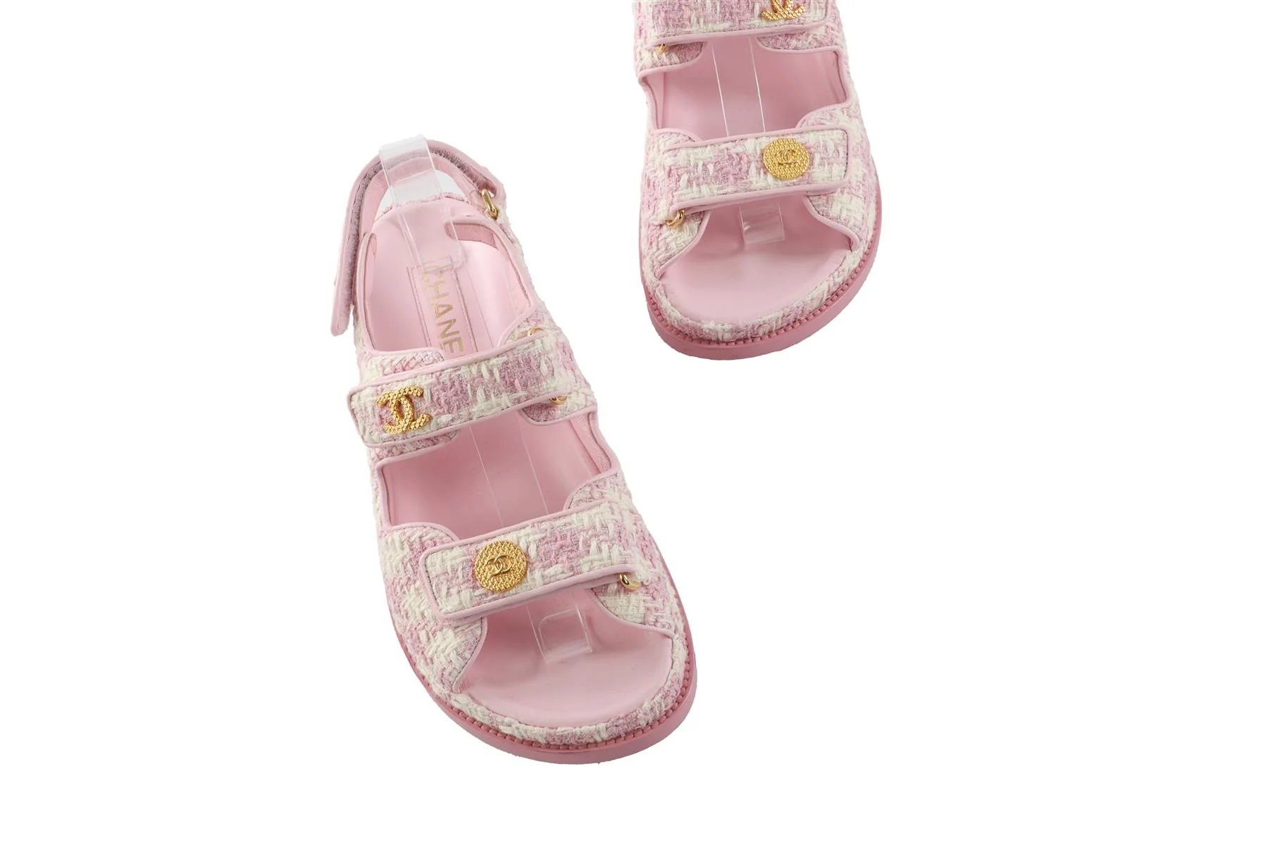 CHANEL PINK 2024 DAD TWEED SANDALS EU 38.5 UK 5.5 US 8.5 - Image 4