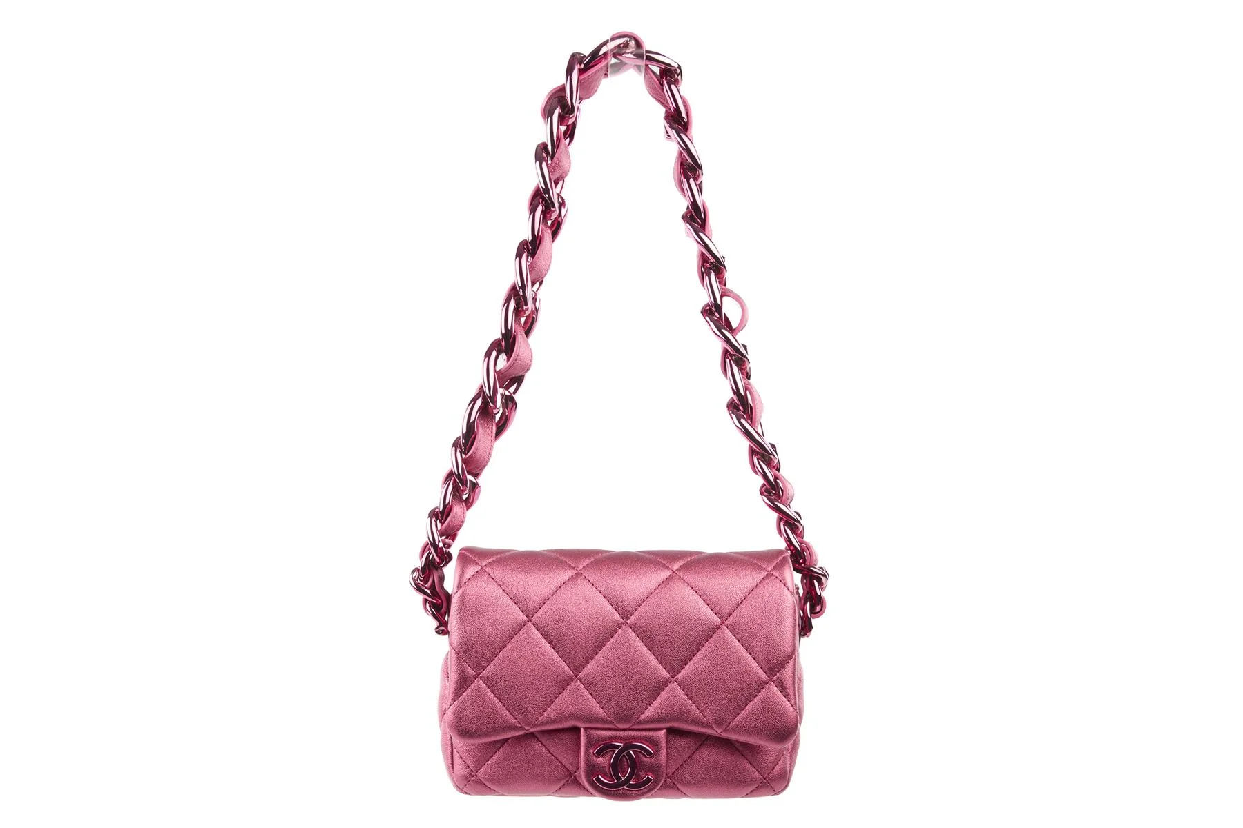CHANEL PINK 2024 FLAP SMALL QUILTED LEATHER SHOULDER BAG - Image 2