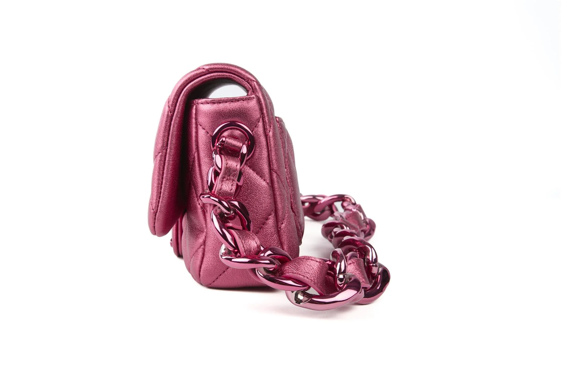 CHANEL PINK 2024 FLAP SMALL QUILTED LEATHER SHOULDER BAG - Image 5