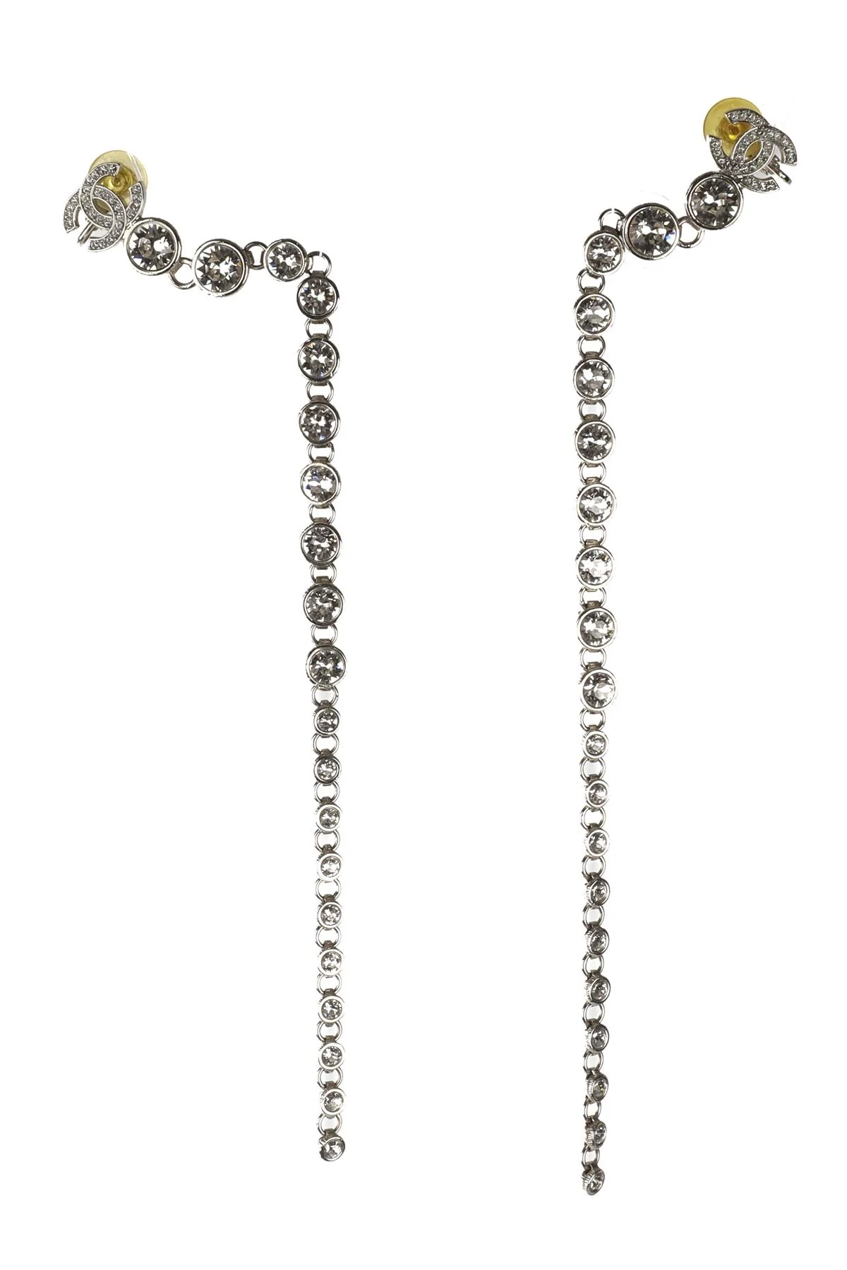 CHANEL SILVER 2023 CC CRYSTAL EARRINGS - Image 2