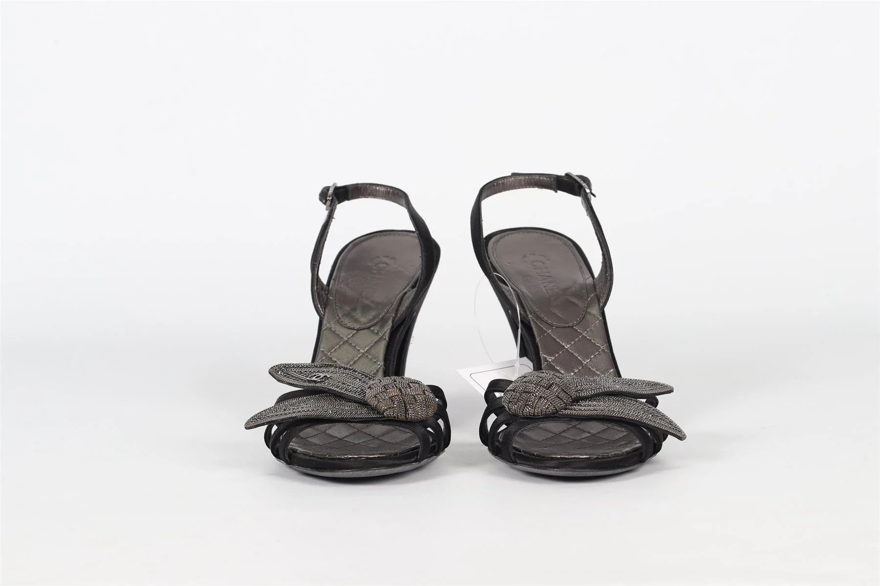 CHANEL VINTAGE SATIN SANDALS EU 37 UK 4 US 7 - Image 3