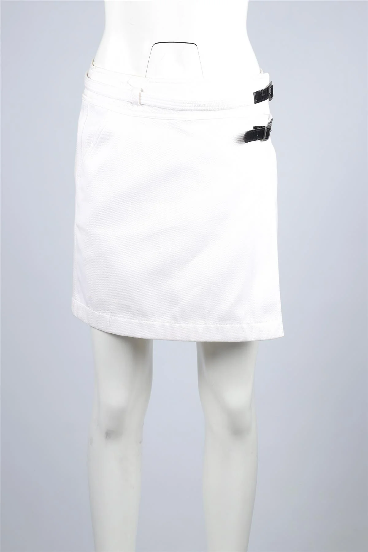 CHANEL WHITE 2000 DENIM MINI SKIRT FR 42 UK 14 - Image 2