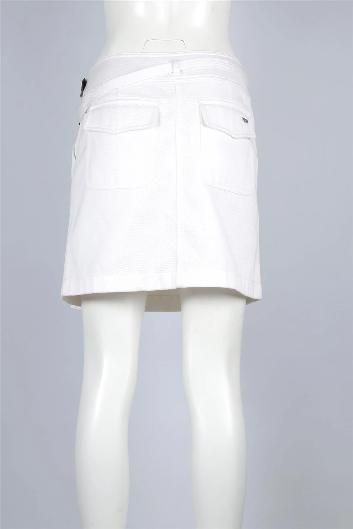 CHANEL WHITE 2000 DENIM MINI SKIRT FR 42 UK 14 - Image 4