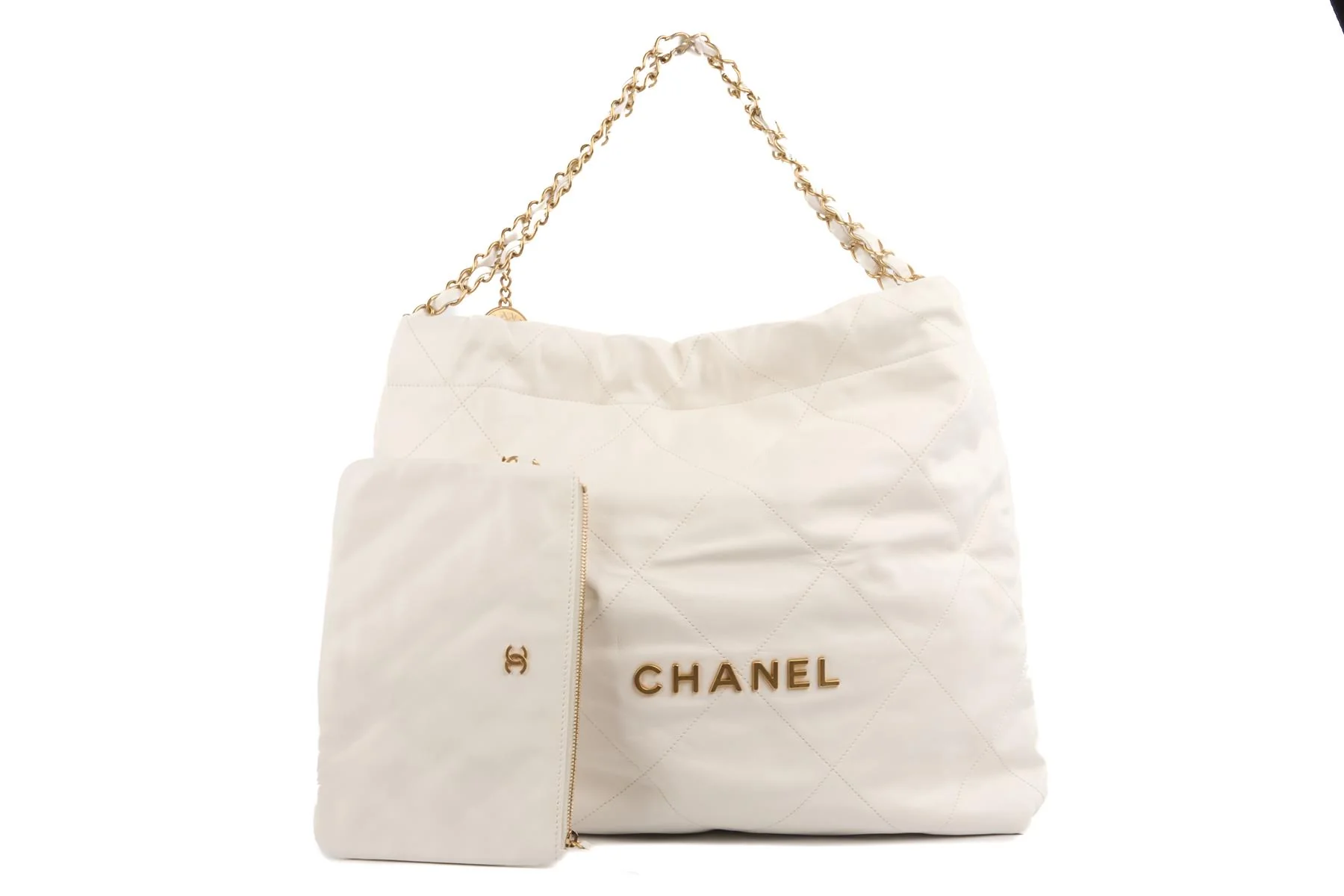 CHANEL WHITE 2022 22 MEDIUM QUILTED LEATHER SHOULDER BAG - Image 11