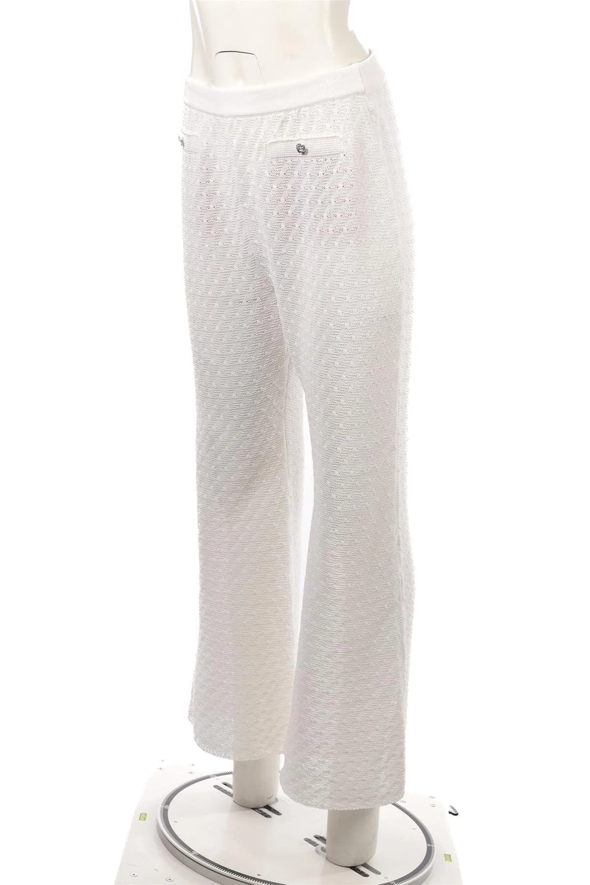 CHANEL WHITE 2023 COTTON FLARED PANTS FR 40 UK 12 - Image 3