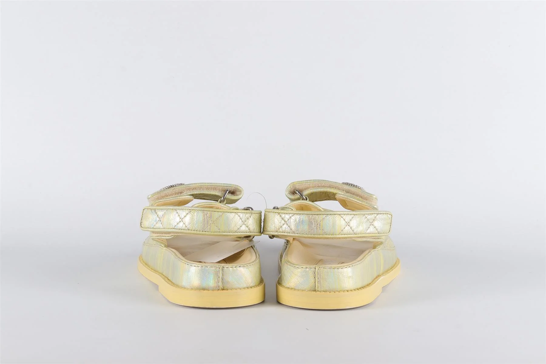 CHANEL YELLOW 2022 DAD QUILTED LEATHER SANDALS EU 38 UK 5 US 8 - Image 5