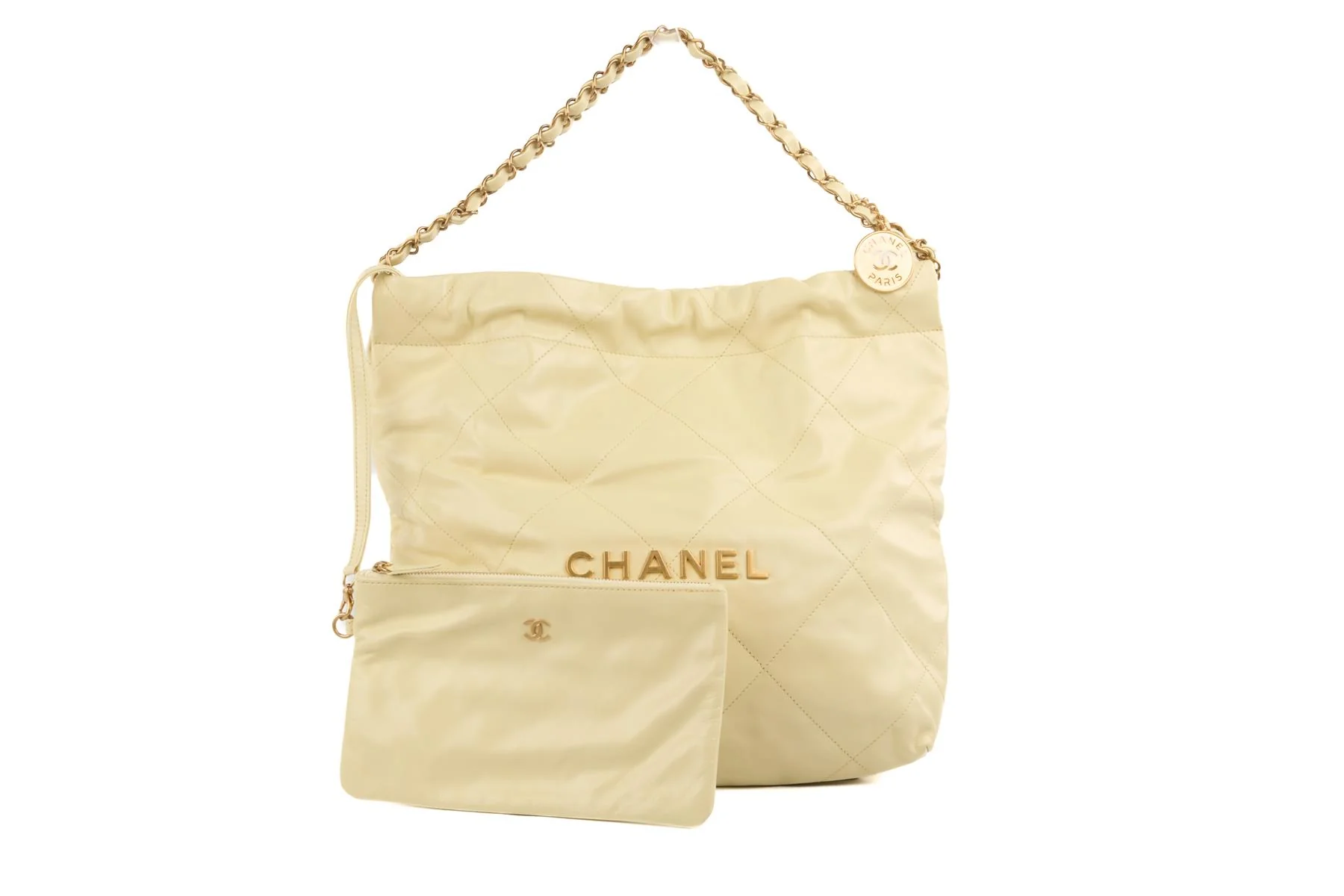 CHANEL YELLOW 2023 22 SMALL QUILTED LEATHER SHOULDER BAG - Image 11