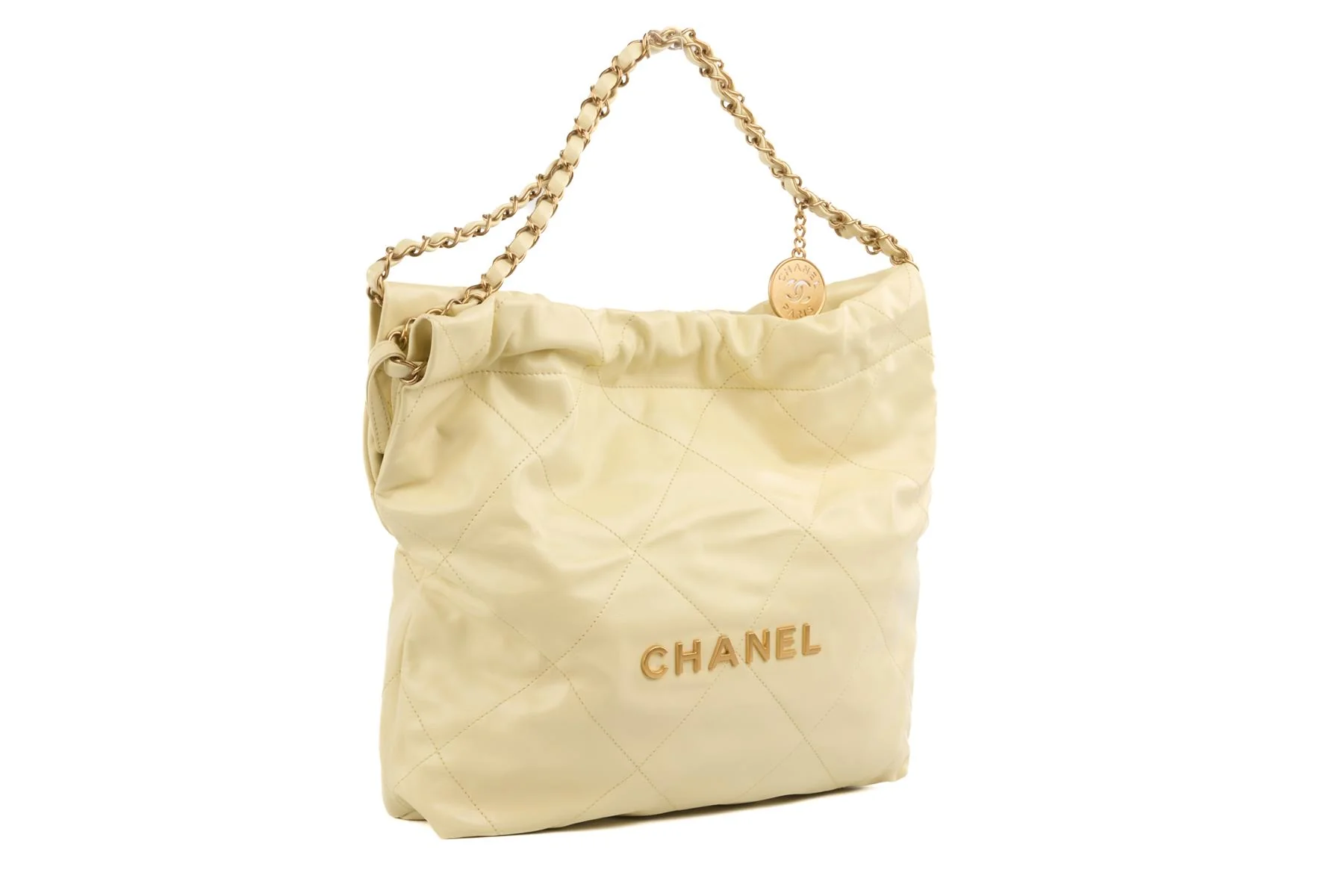 CHANEL YELLOW 2023 22 SMALL QUILTED LEATHER SHOULDER BAG - Image 3