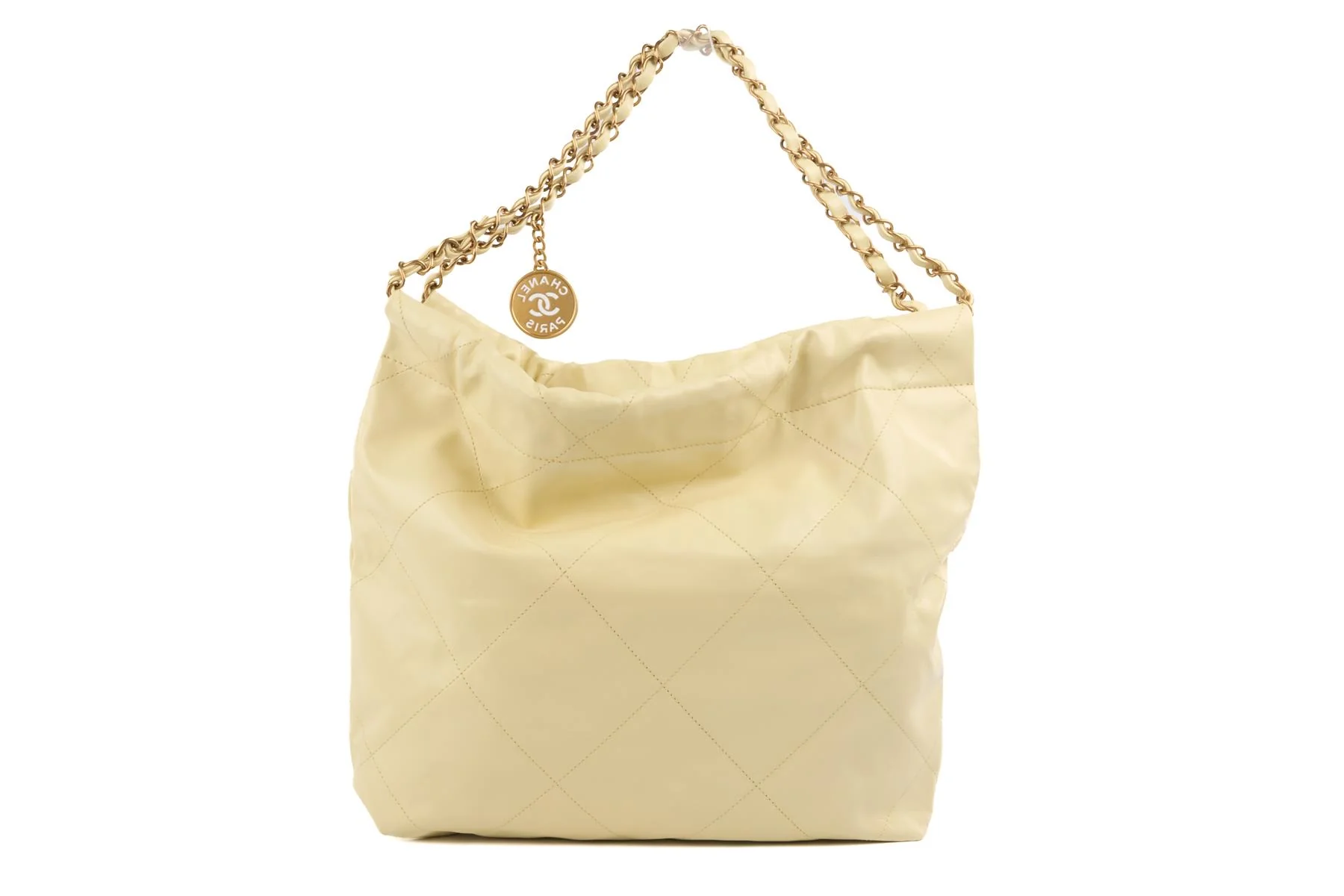 CHANEL YELLOW 2023 22 SMALL QUILTED LEATHER SHOULDER BAG - Image 6