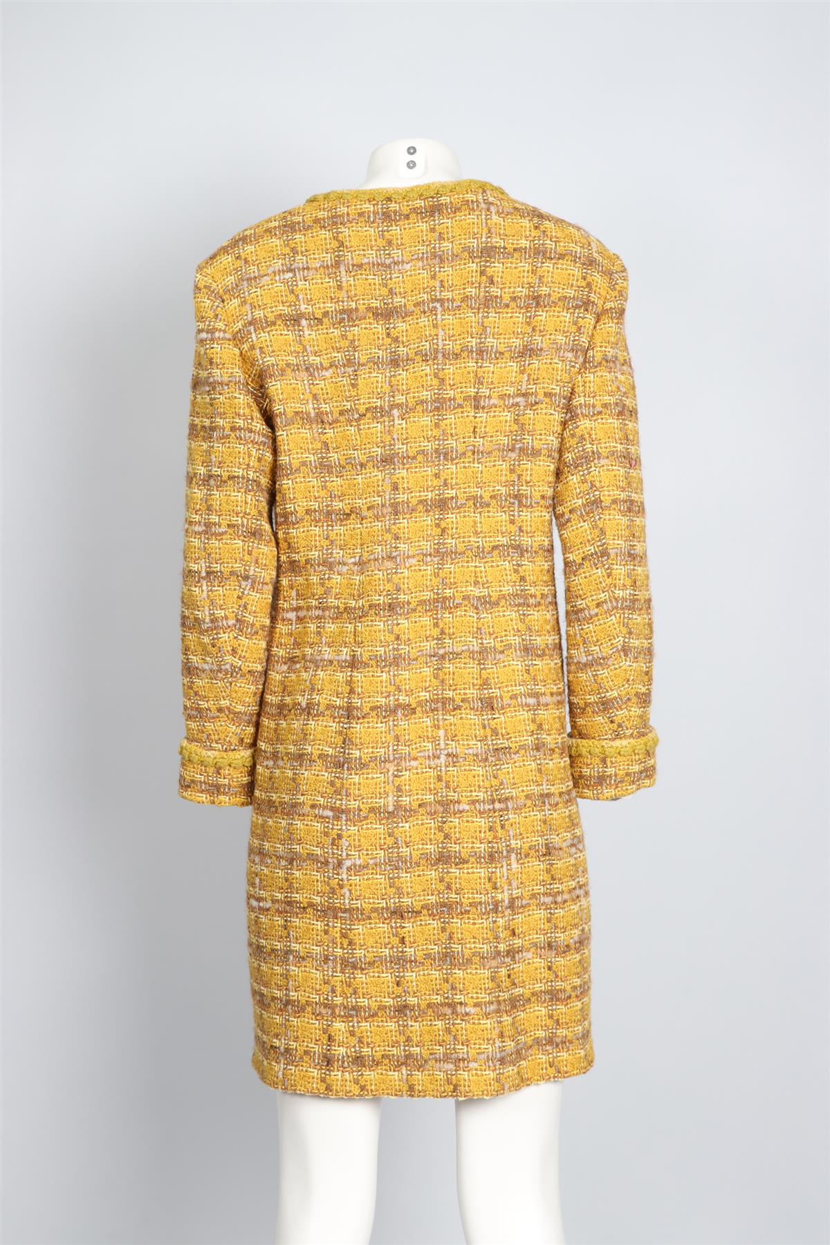 CHANEL YELLOW 2024 TWEED COAT FR 46 UK 18 - Image 4
