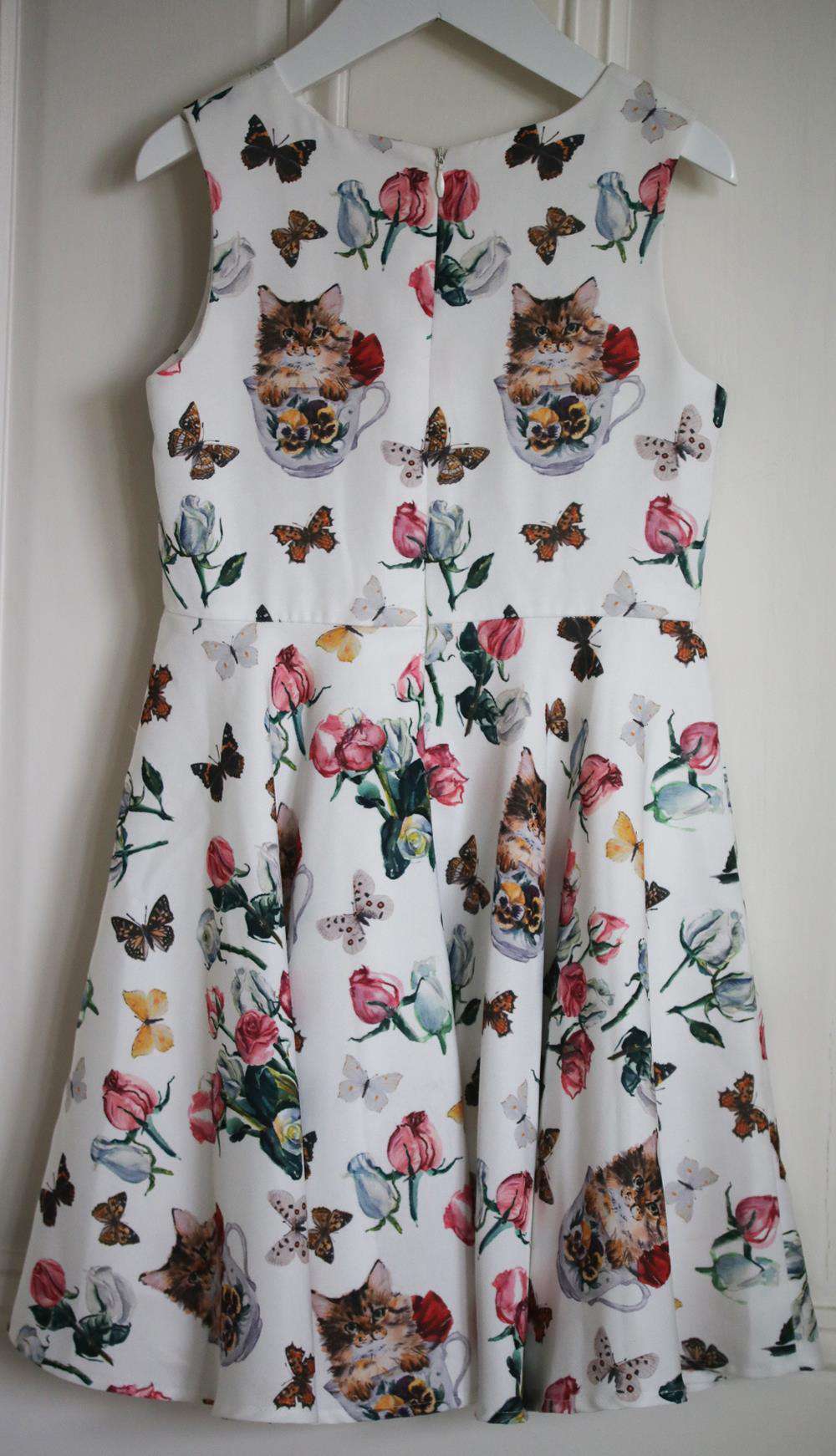 CHARABIA KIDS GIRLS FLOAL AND CAT PRINT SATIN DRESS 6 YEARS - Image 3