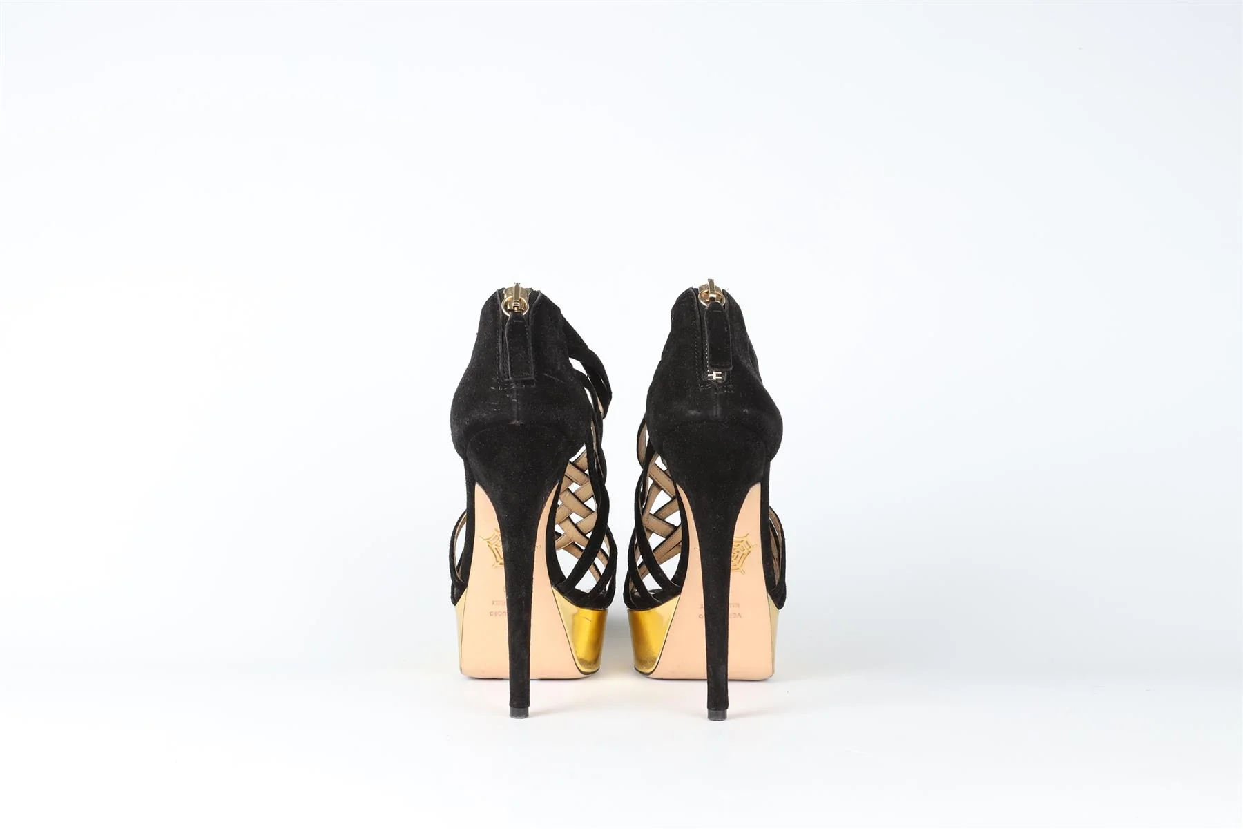 CHARLOTTE OLYMPIA BLACK SUEDE PLATFORM SANDALS EU 35 UK 2 US 5 - Image 5