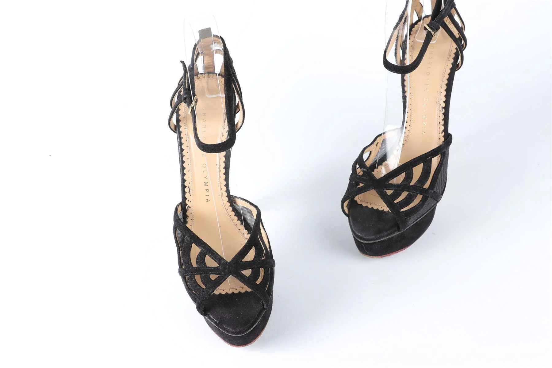 CHARLOTTE OLYMPIA BLACK SUEDE PLATFORM SANDALS EU 36 UK 3 US 6 - Image 4