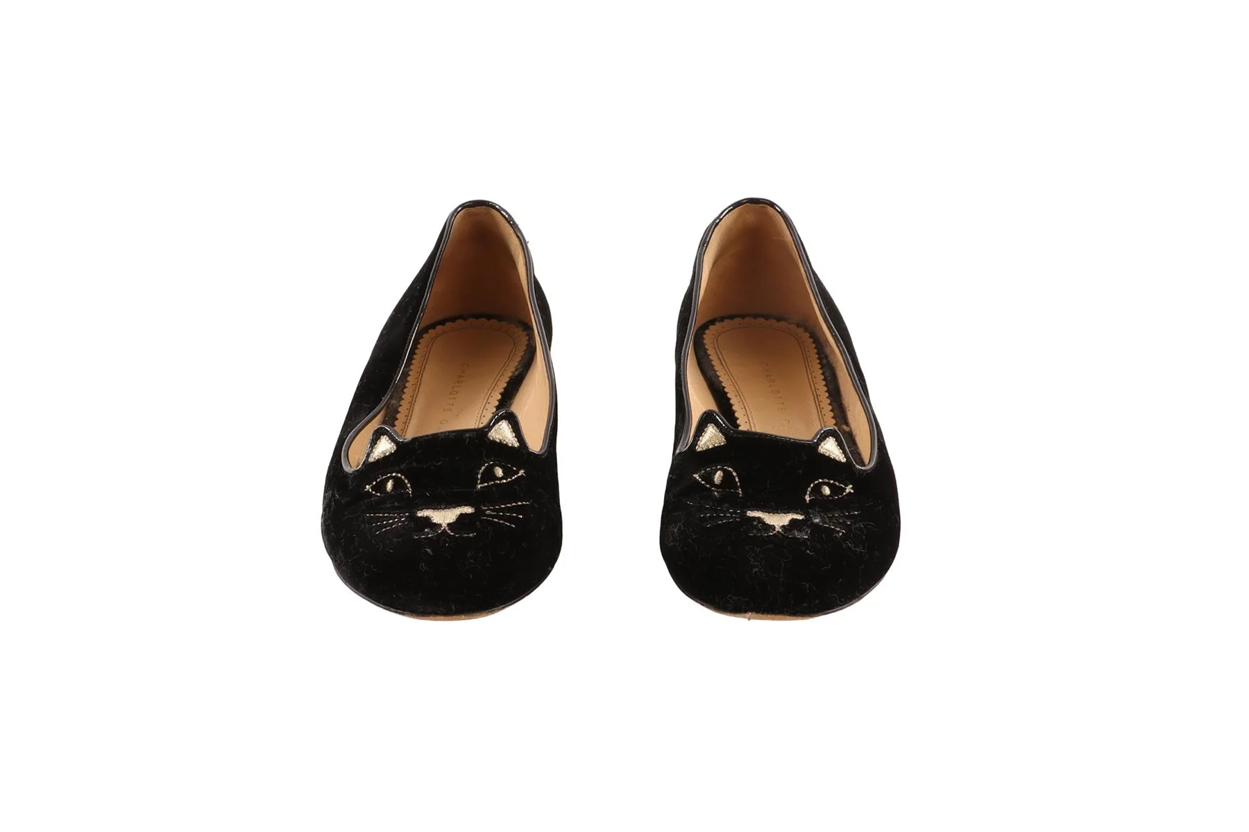 CHARLOTTE OLYMPIA BLACK VELVET BALLET FLATS EU 37.5 UK 4.5 - Image 3