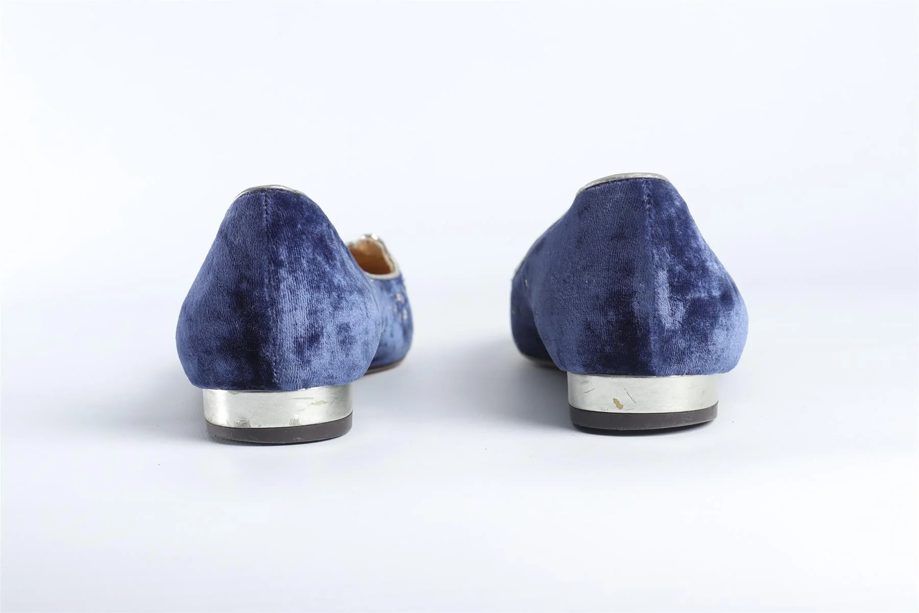 CHARLOTTE OLYMPIA BLUE VELVET BALLET FLATS EU 37.5 UK 4.5 US 7.5 - Image 5