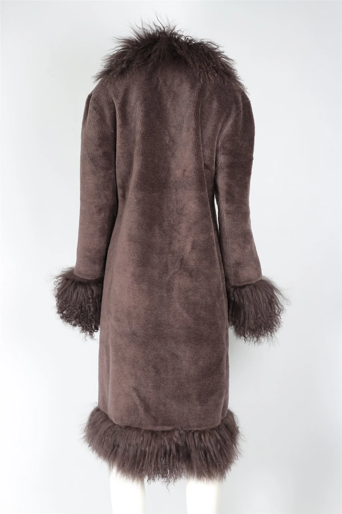 CHARLOTTE SIMONE BROWN FAUX SHEARLING COAT SMALL - Image 4
