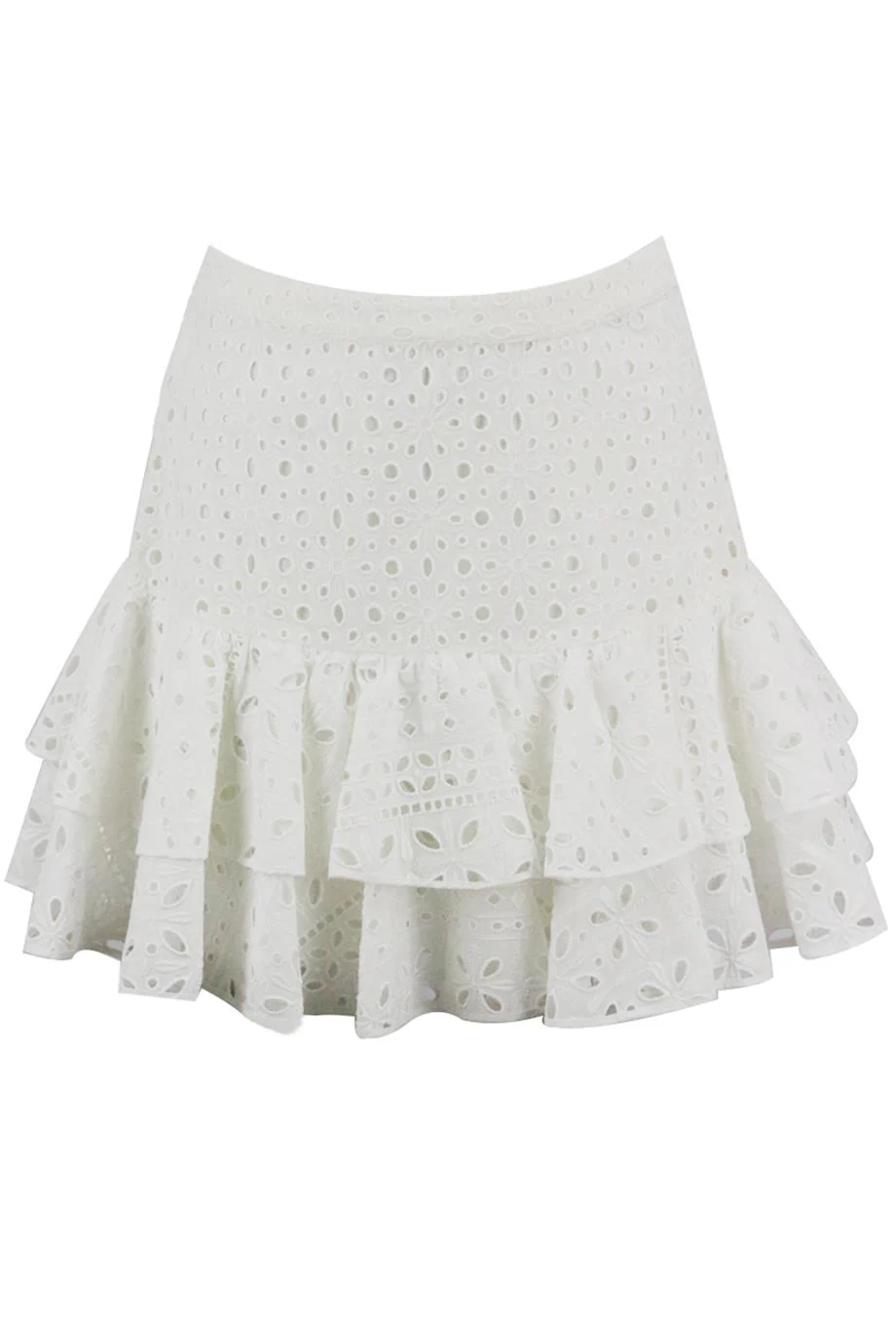 CHARO RUIZ BRODERIE ANGLAISE COTTON BLEND MINI SKIRT SMALL